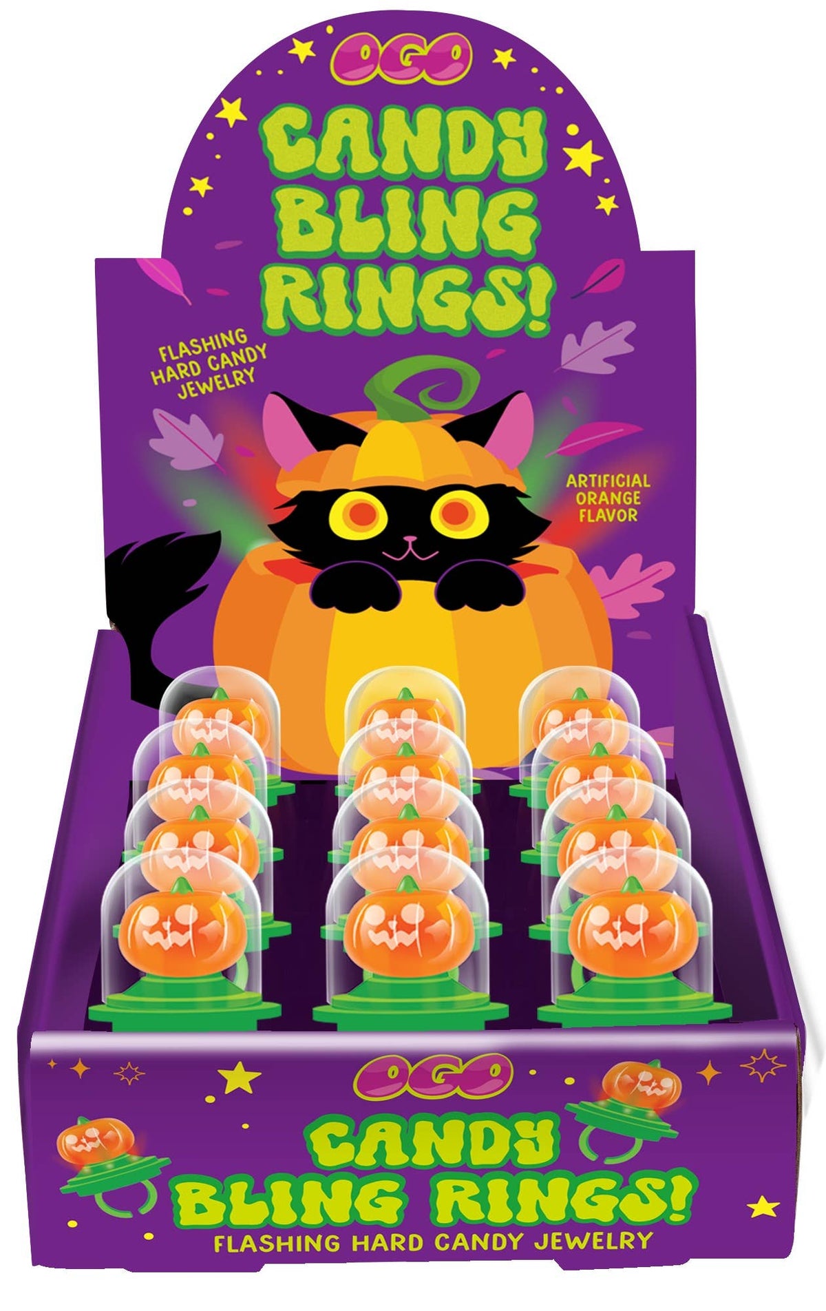 Pumpkin Flashing Hard Candy Bling Rings