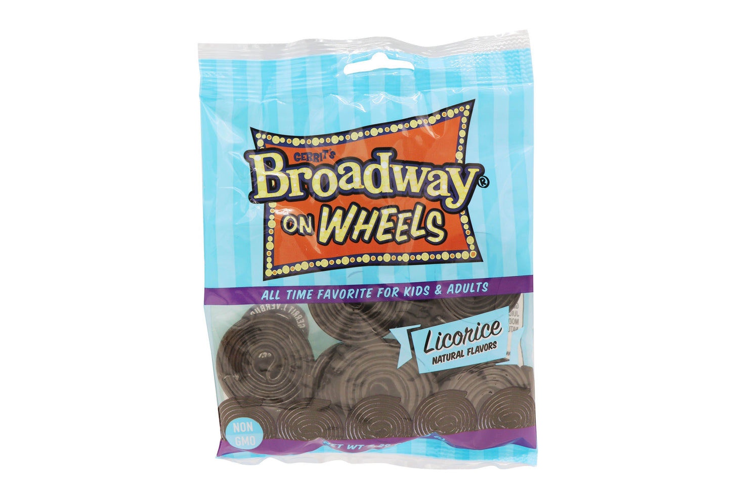 Broadway Wheels Black, 5.29oz Bag, 12 Ct Case - Grandpa Joe's Candy Shop