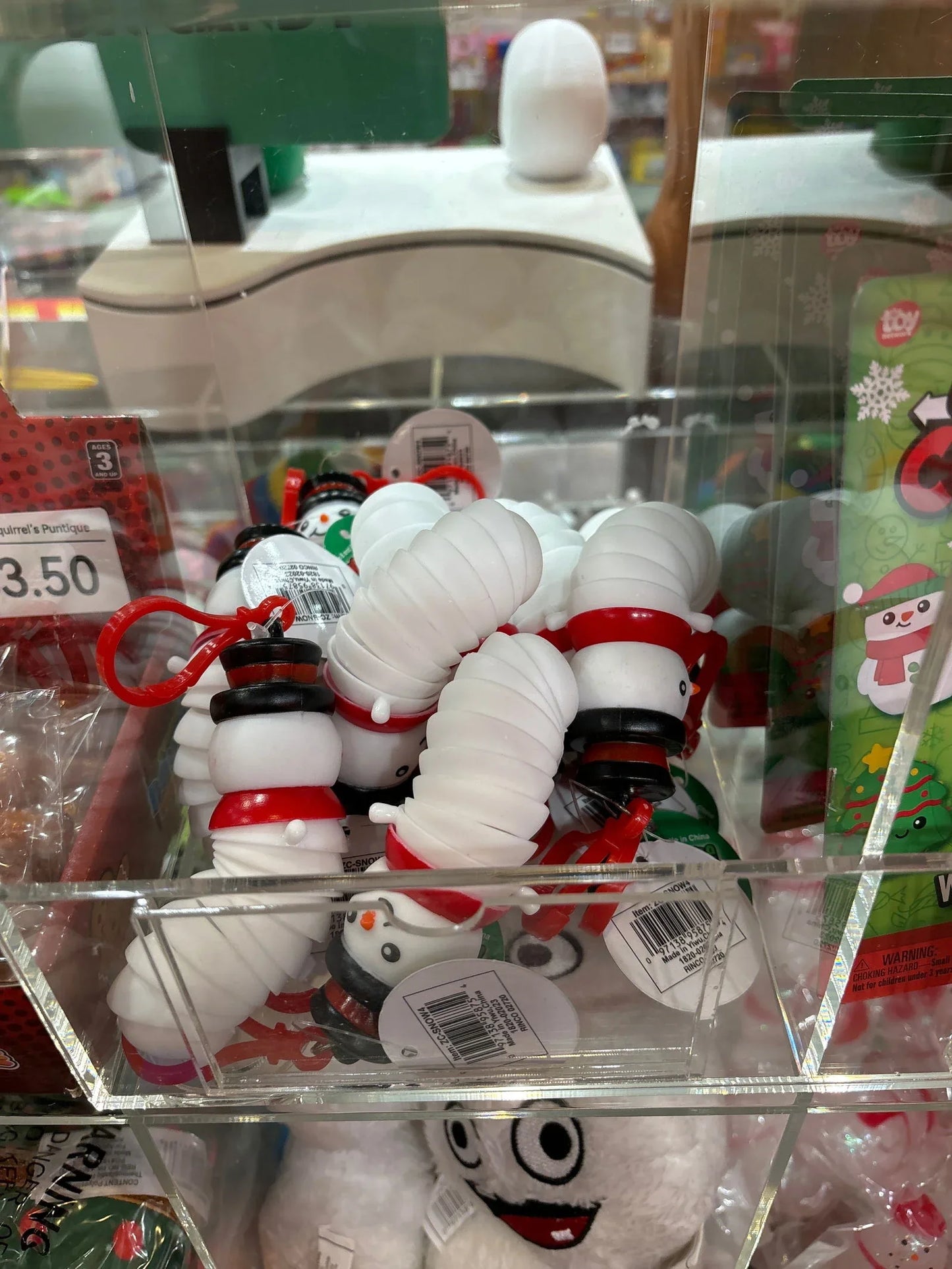 3.75" Wiggle Fidget Snowman Backpack Clip - - The Puntique