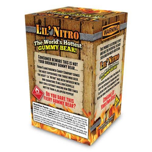 Lil' Nitro World's Hottest Gummy Bear Flamethrower Candy - Grandpa Joe's Candy Shop