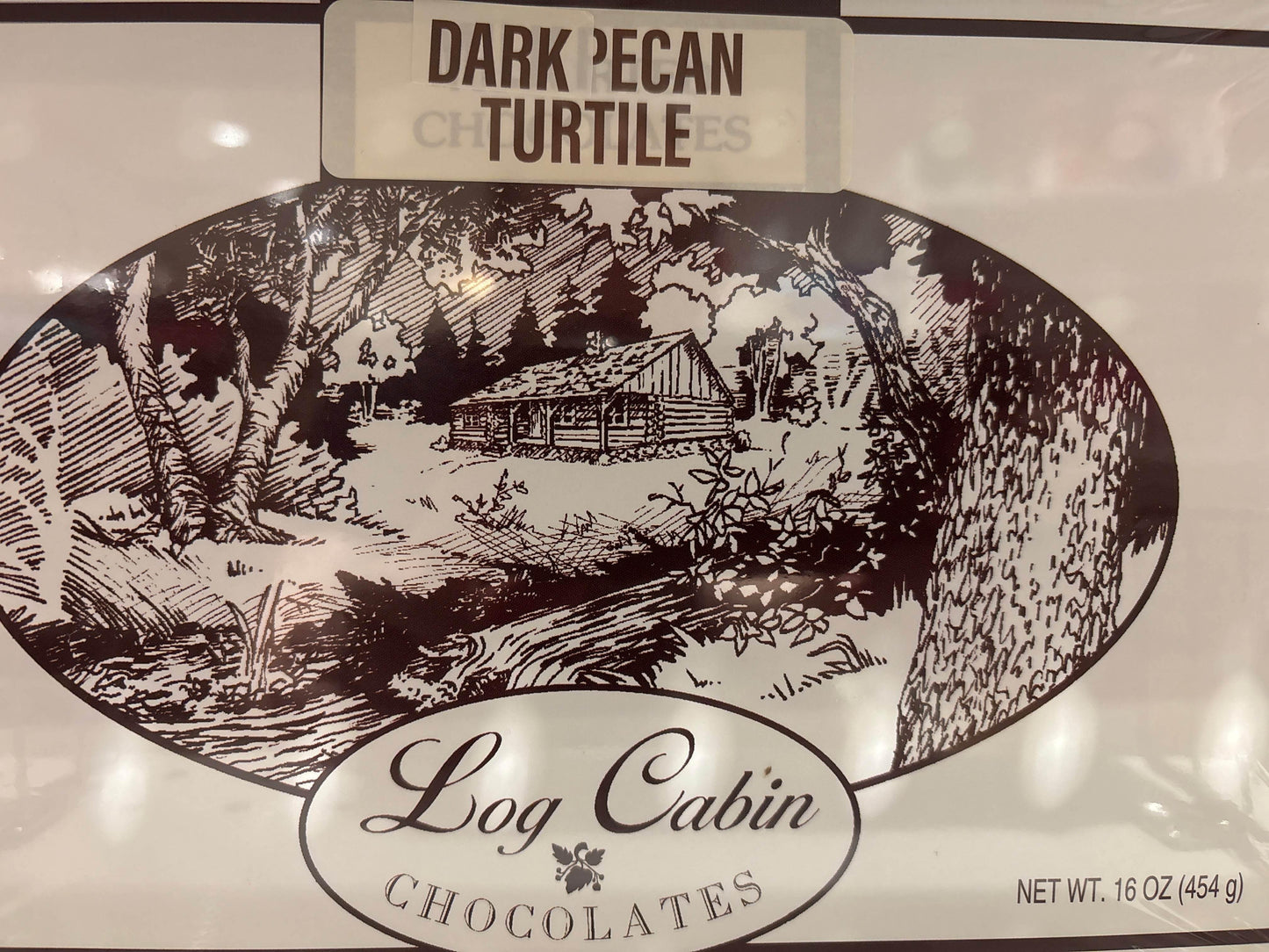 Log Cabin Chocolates - Turtile 16 oz - Dark Pecan - The Puntique