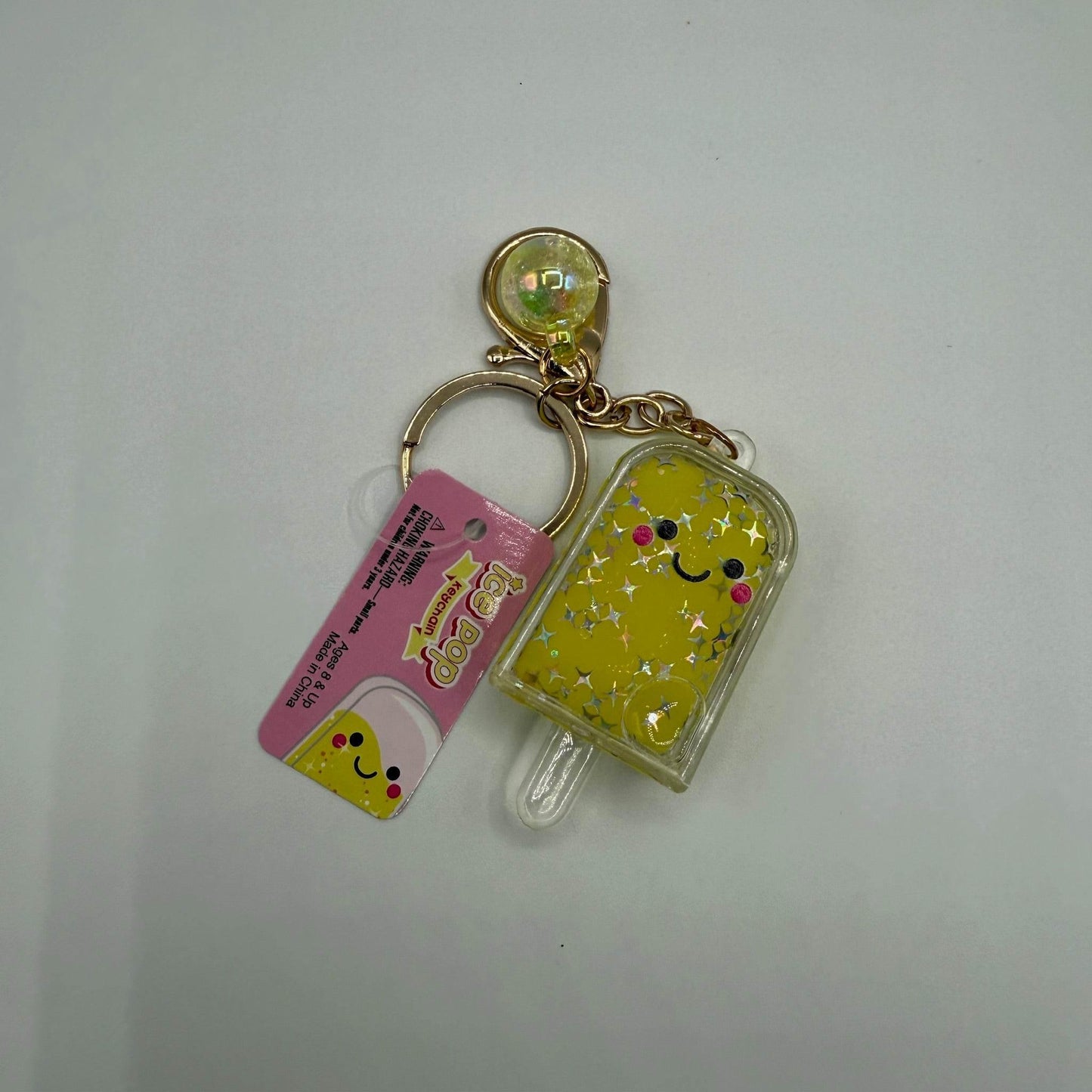 2.5 in Kawaii Ice Pop Glitter Liquid Clip on - Yellow - The Puntique