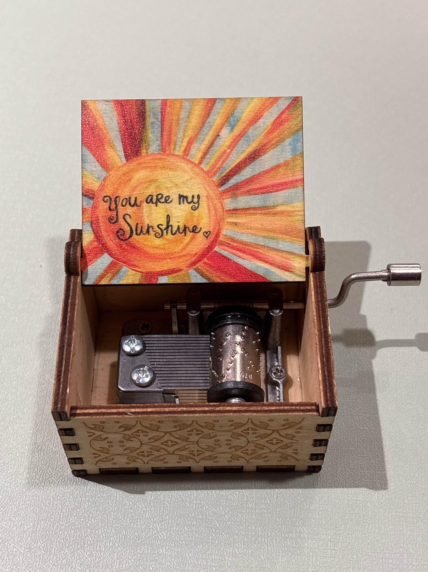 Hand Cranked Wooden Music Box - Sunshine Colors - The Puntique