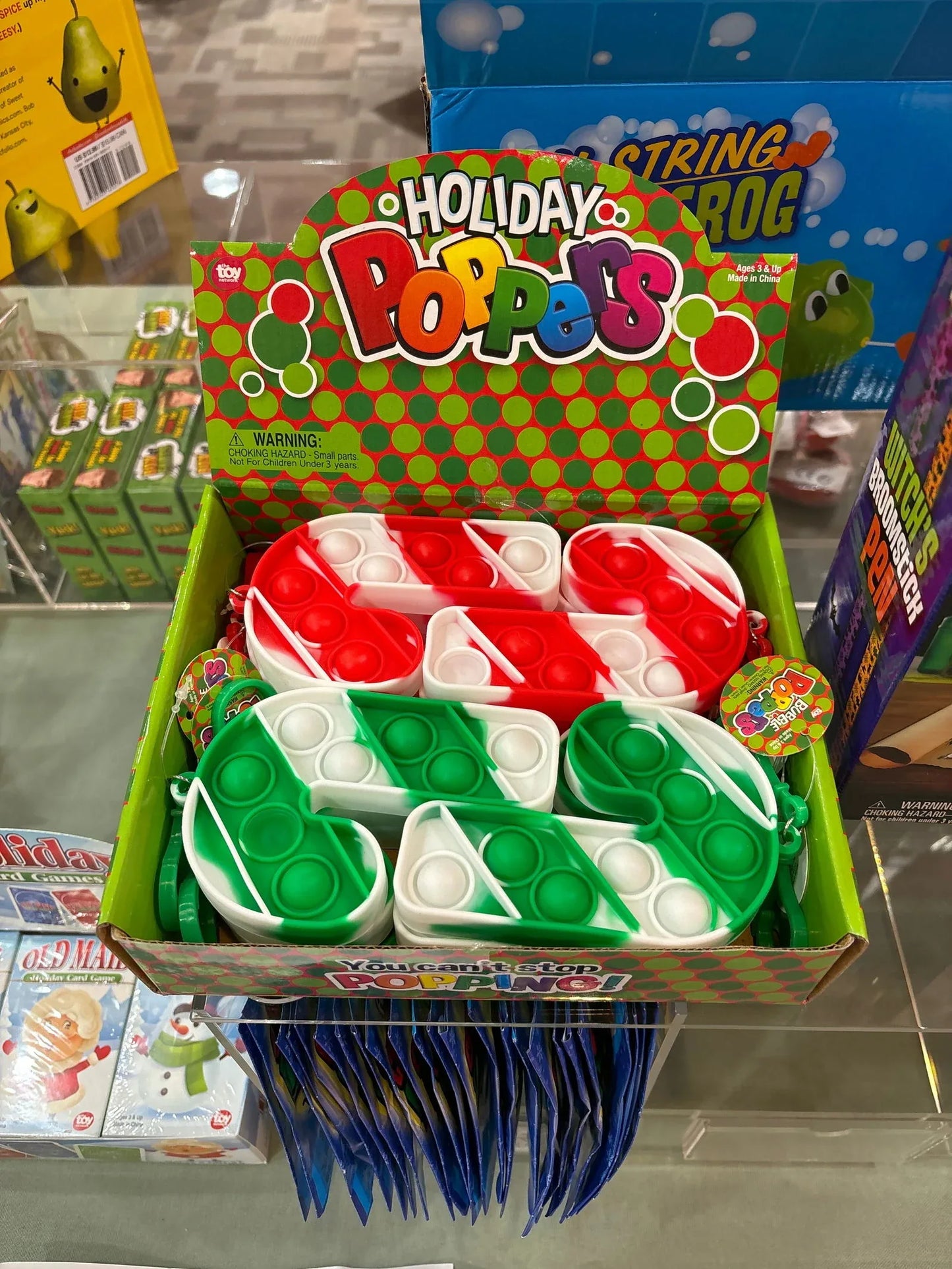 CANDY CANE BUBBLE POPPERS CLIP ONS 4.25" - - The Puntique