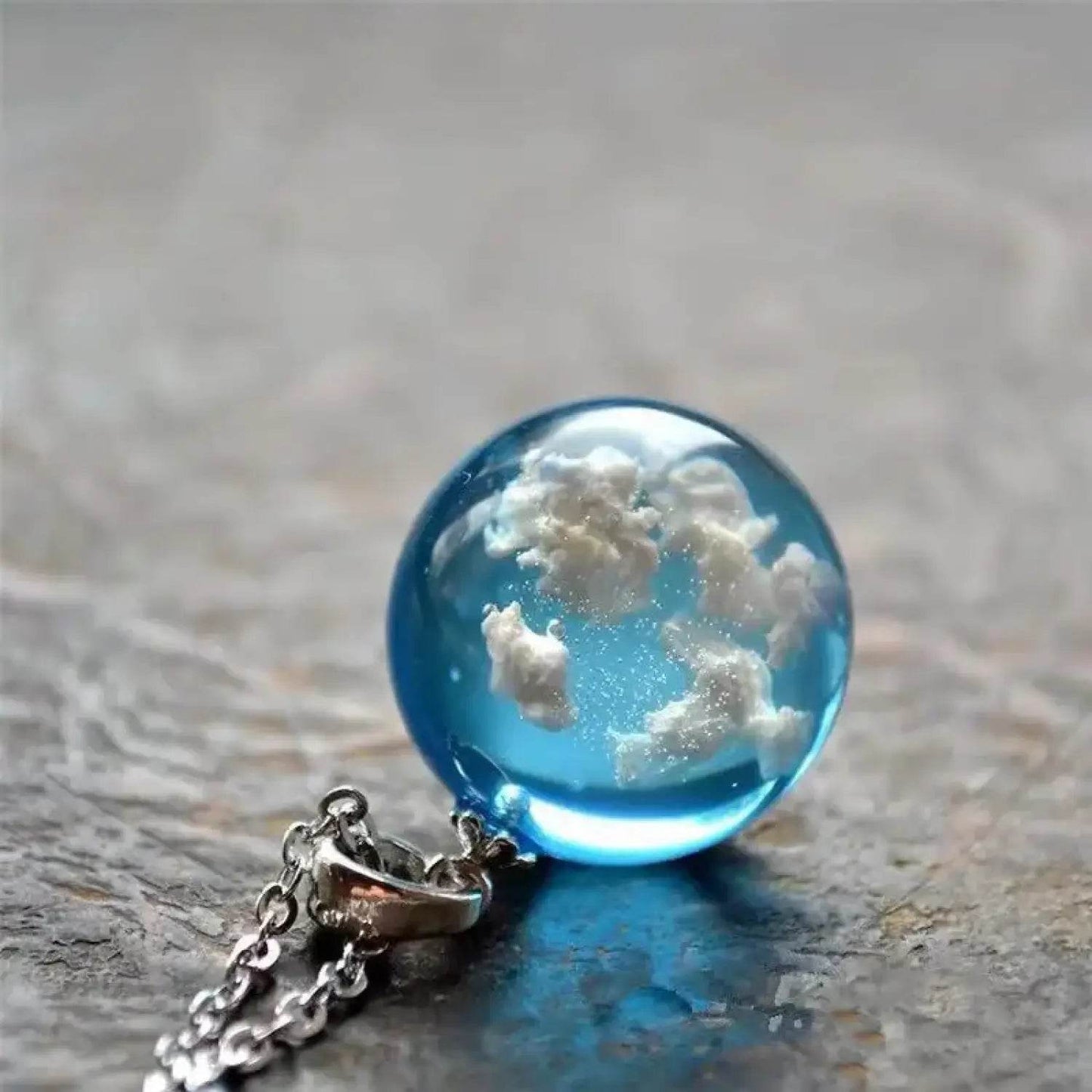 Chic Transparent Resin Rould Ball Moon Pendant Necklace Women Blue Sky White Cloud Chain Necklace Fashion Jewelry Gifts for Girl - Aliexpress