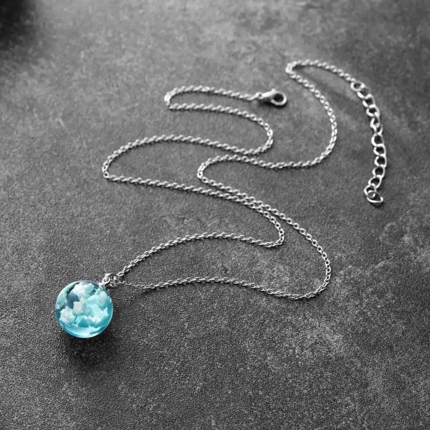 Chic Transparent Resin Rould Ball Moon Pendant Necklace Women Blue Sky White Cloud Chain Necklace Fashion Jewelry Gifts for Girl - Aliexpress