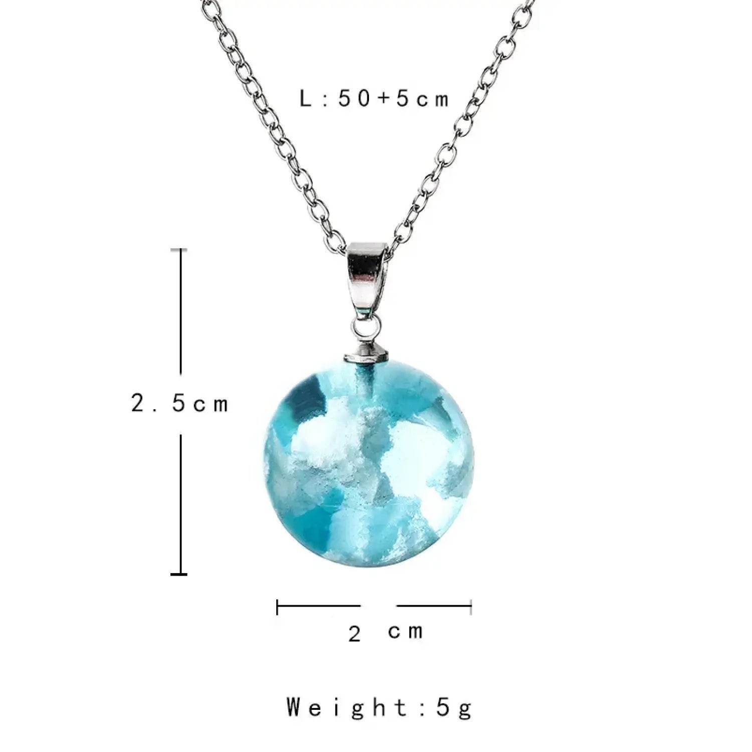 Chic Transparent Resin Rould Ball Moon Pendant Necklace Women Blue Sky White Cloud Chain Necklace Fashion Jewelry Gifts for Girl - Aliexpress