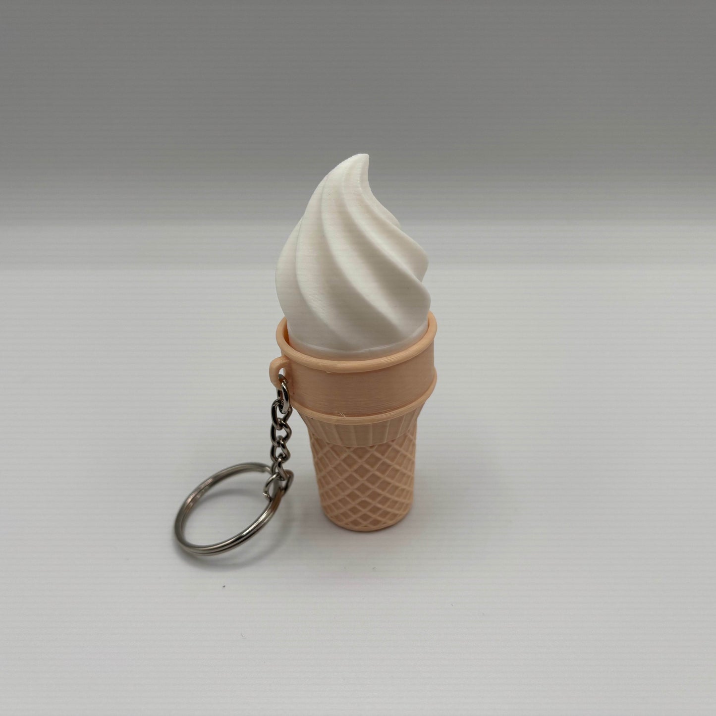 3d Printed Ice Cream Cone Fidget Clicker Keychain - White - The Puntique