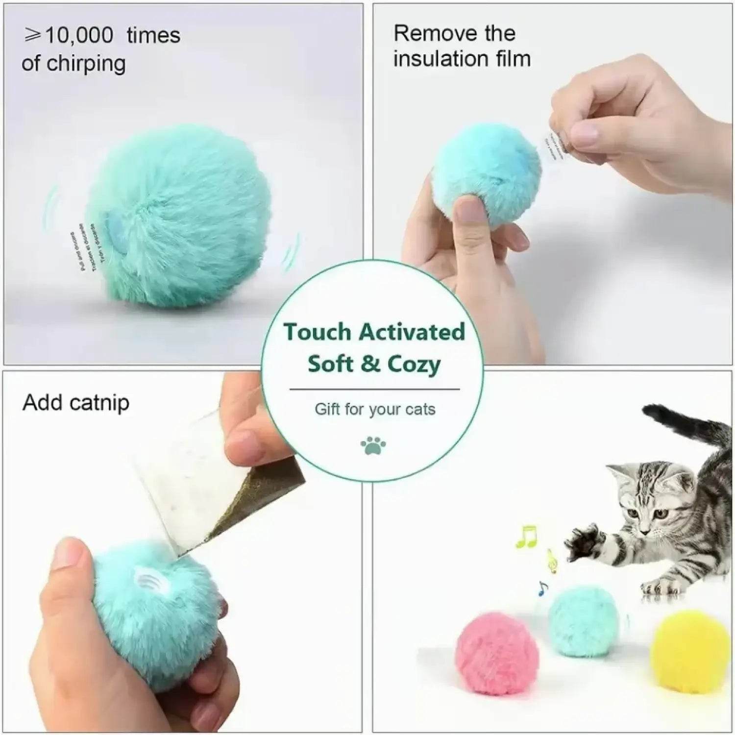 Fuzzy Cat Ball Toy with Lifelike Animal Chirping Sound - Aliexpress