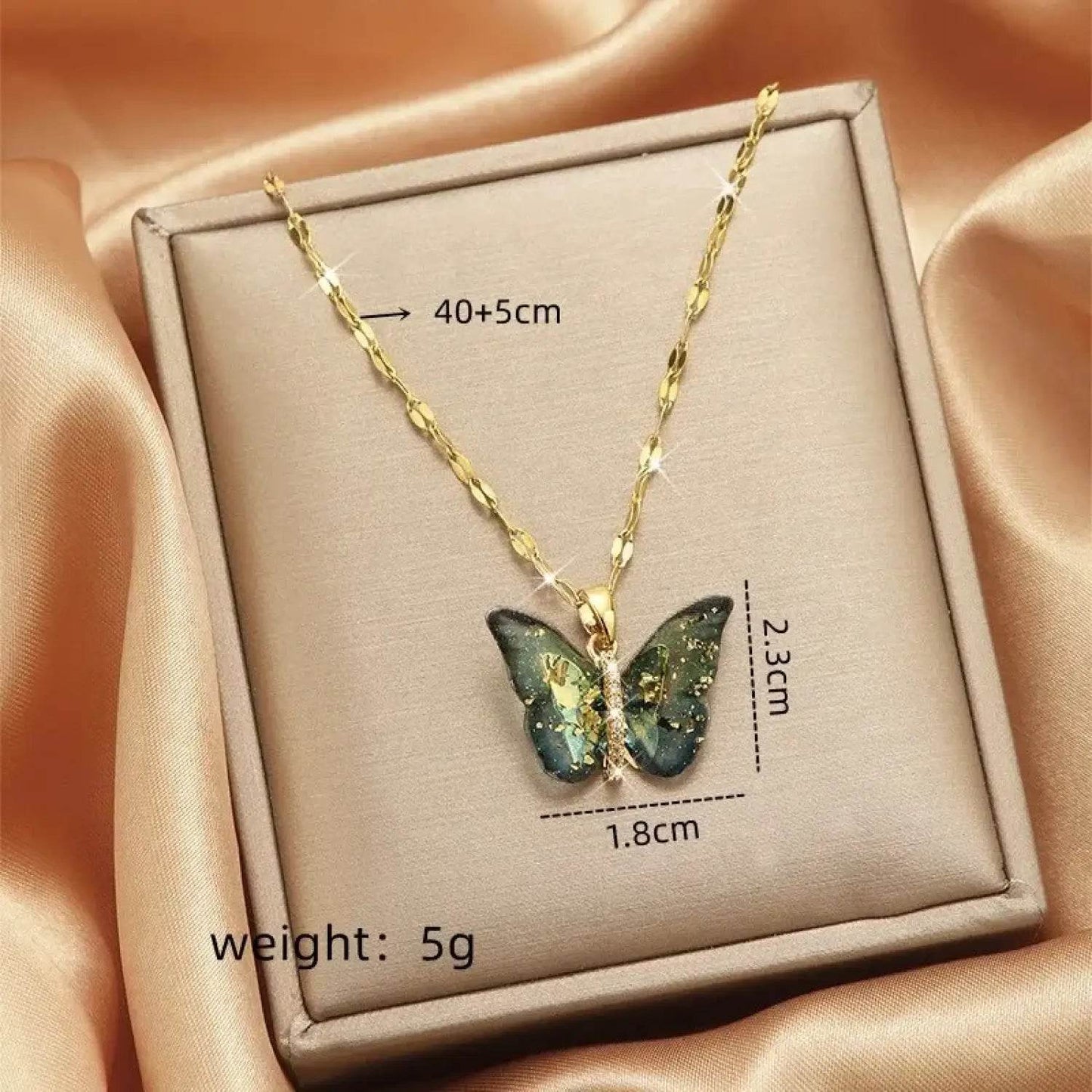 Gold Butterfly Series Copper Encrusted Zircon Pendant Steel Chain Simple And Elegant Necklace - Aliexpress