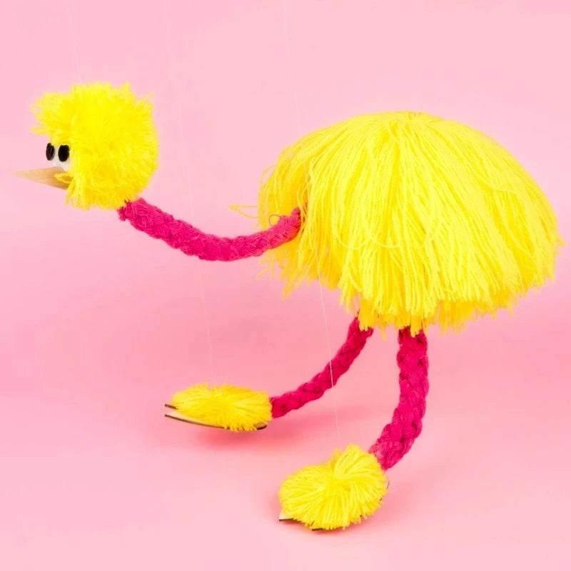 Puppet Ostrich Magic Tricks Handicraft Vintage Wire-controlled Puppetry Interactive Educational Toys For Children - Yellow - The Puntique