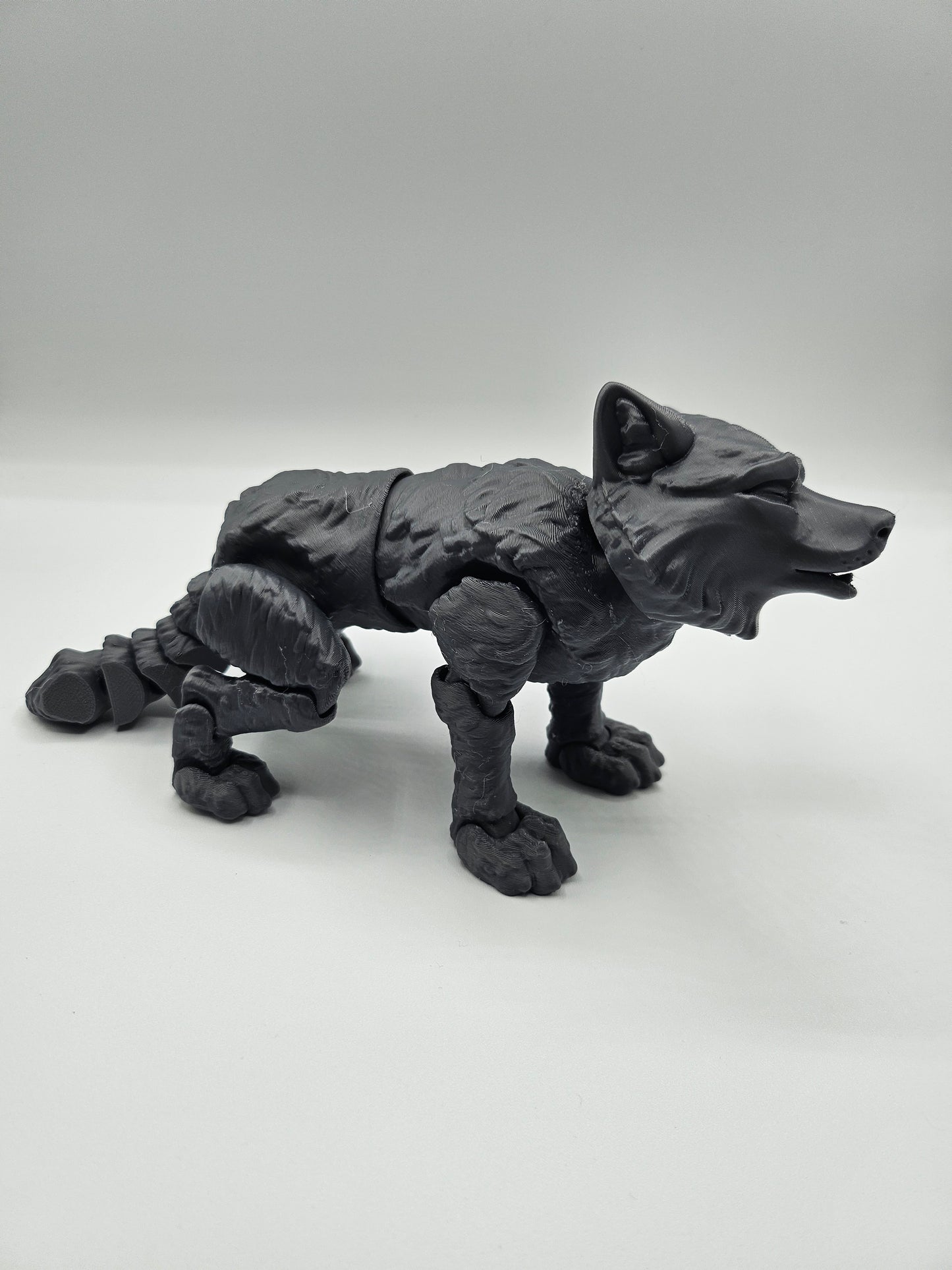 9” 3D printed articulated Standing Timber Wolf - - The Puntique