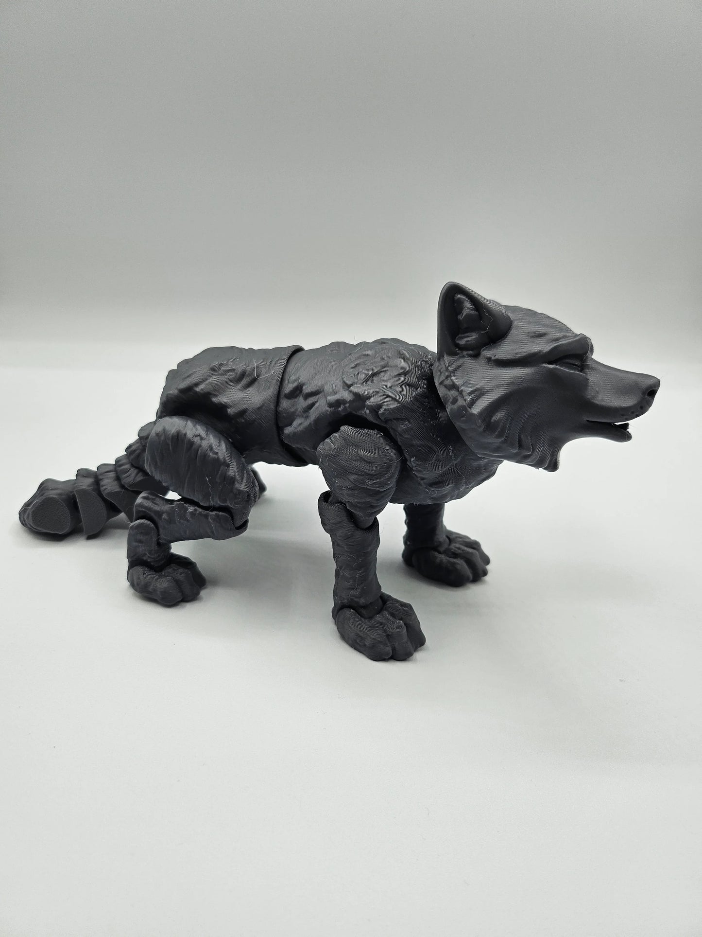 9” 3D printed articulated Standing Timber Wolf - - The Puntique