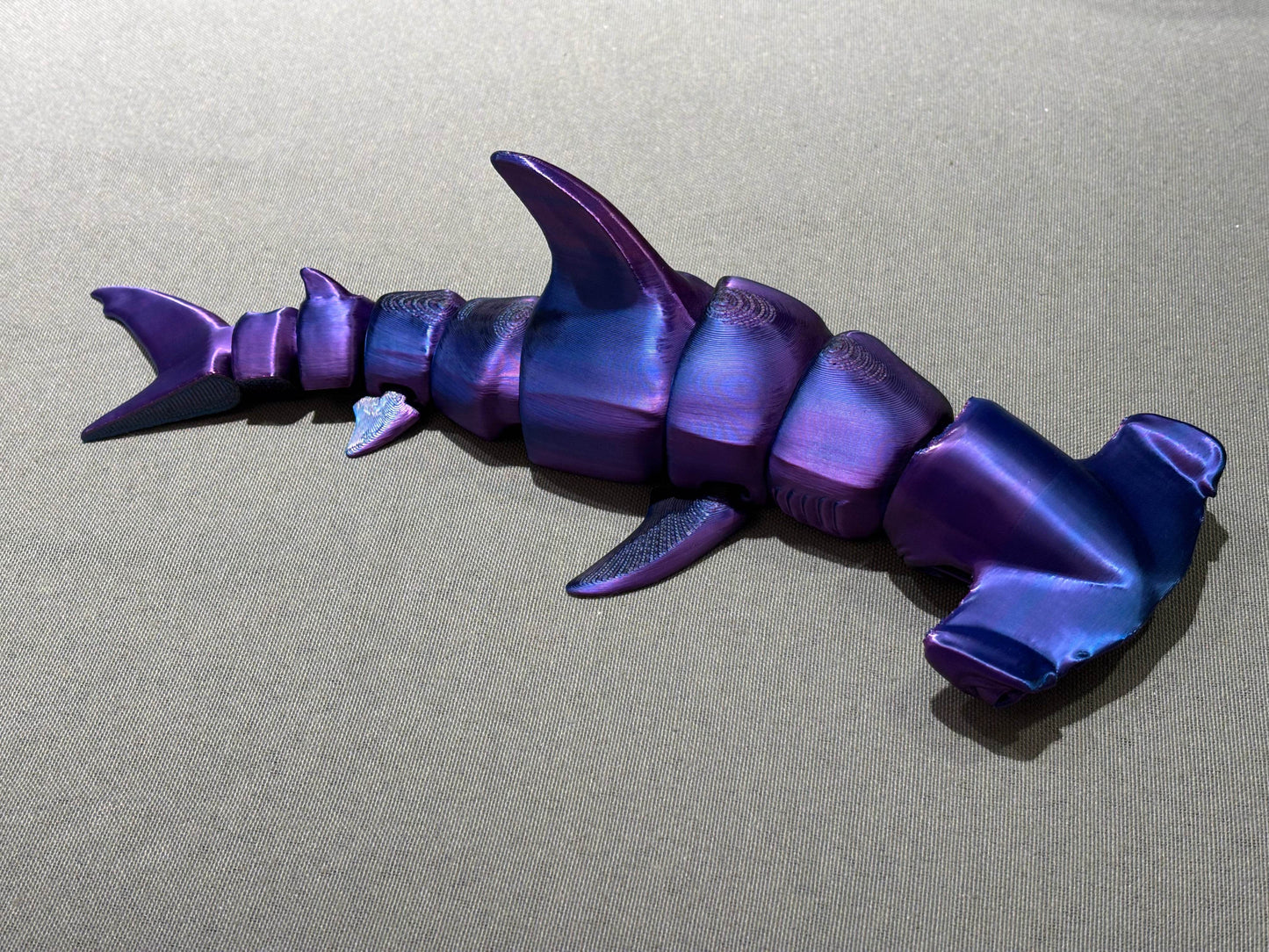 10” 3D printed articulated Shark - Hammer Head - The Puntique