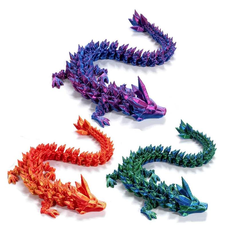 60cm 3D Printing Dragon Desktop Decorative Ornaments Movable Joints Colorful Dragon Sculpture Crafts Retro Home Decoration Gifts - Thomas 3d Printer Guy