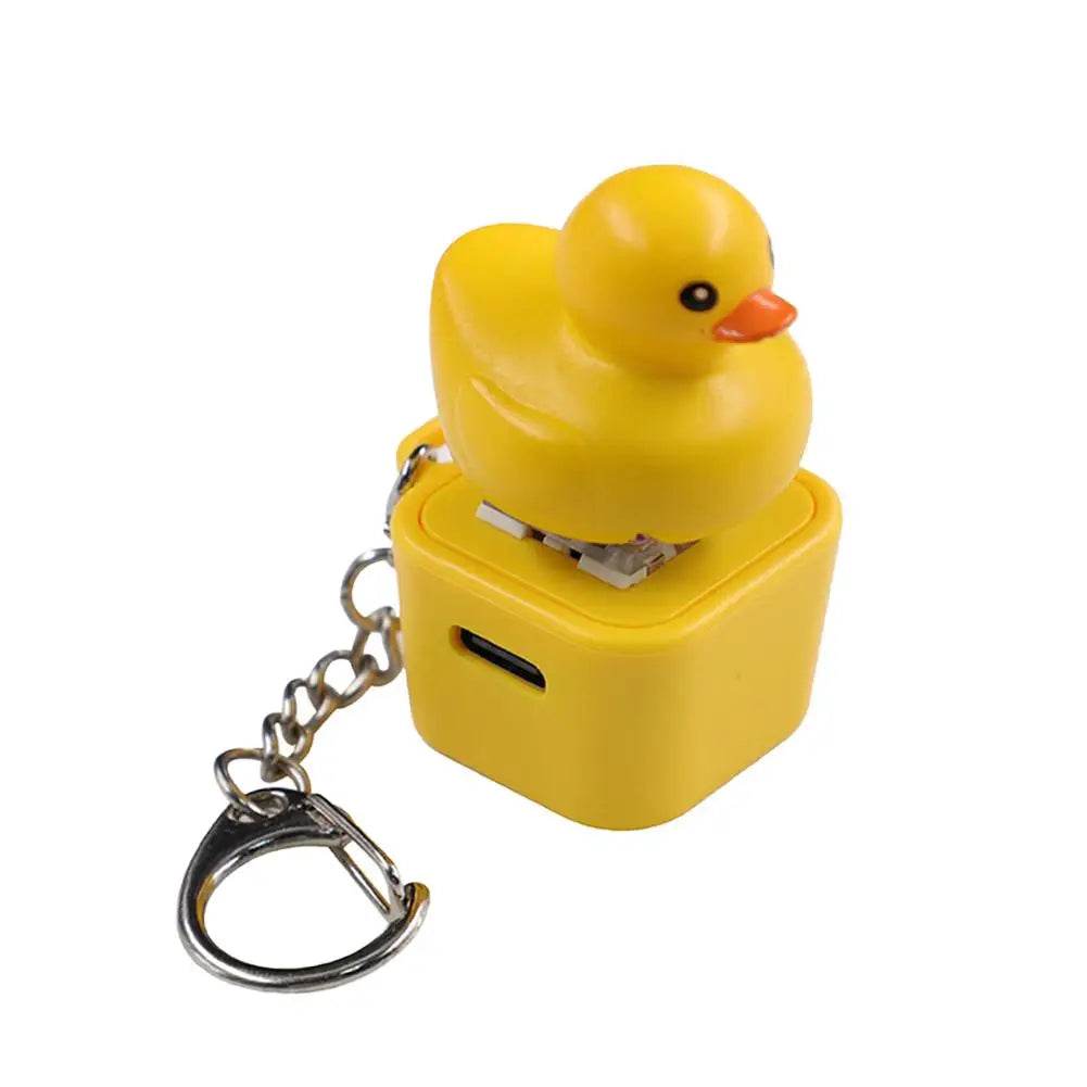Animal Rechargeable Keyboard Fidget Clicker Sound Keychain with LED Light - duck - The Puntique