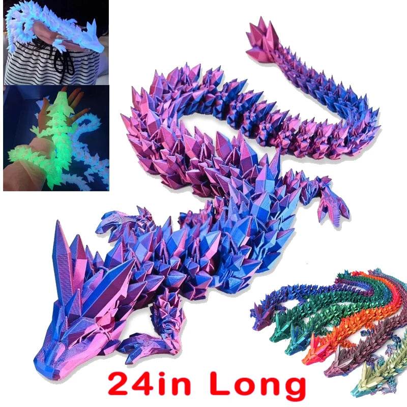 60cm 3D Printing Dragon Desktop Decorative Ornaments Movable Joints Colorful Dragon Sculpture Crafts Retro Home Decoration Gifts - Thomas 3d Printer Guy