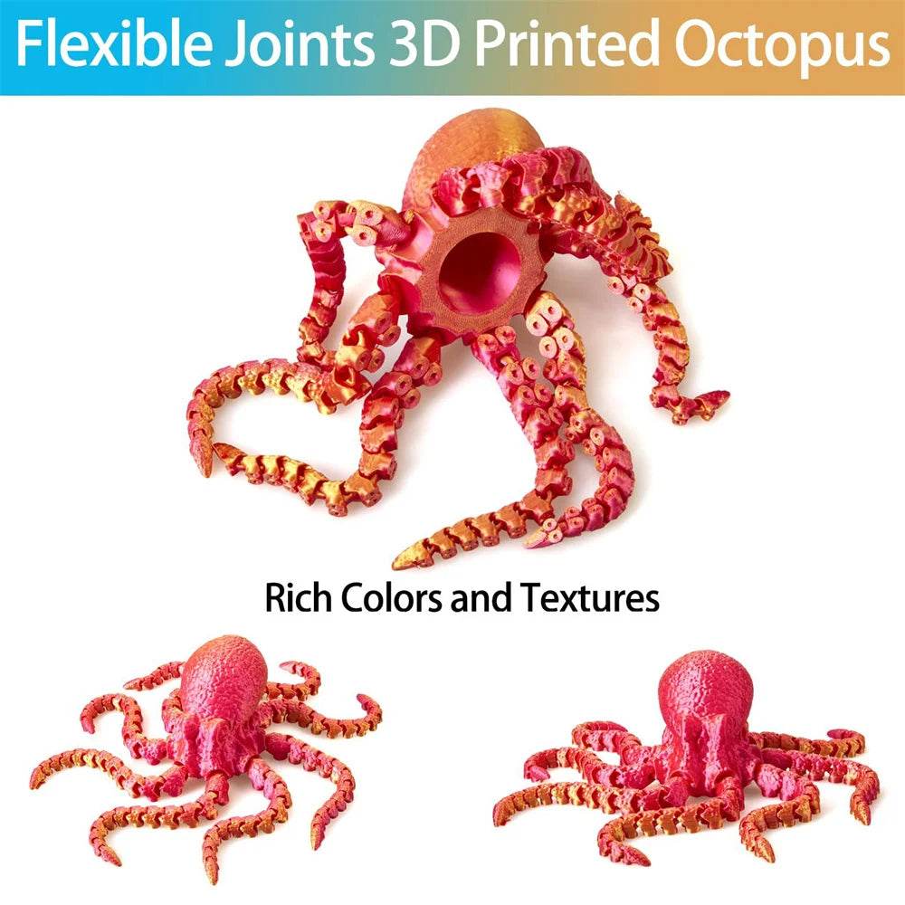 27CM 3D Printed Octopus Figurine with Flexible Joints For Home Office Desk Decor, Ocean Animal Table Ornament Ideal Gift Toy - Aliexpress