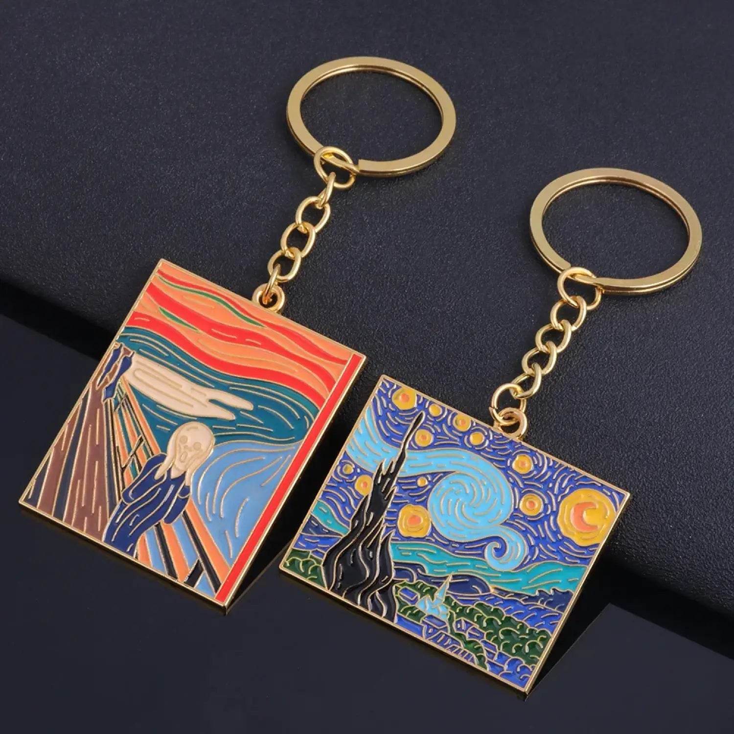 The Starry Night Oil Painting Keychain Van Gogh Art Collection Key Chain for Women Men Car Keyring Jewelry - Aliexpress