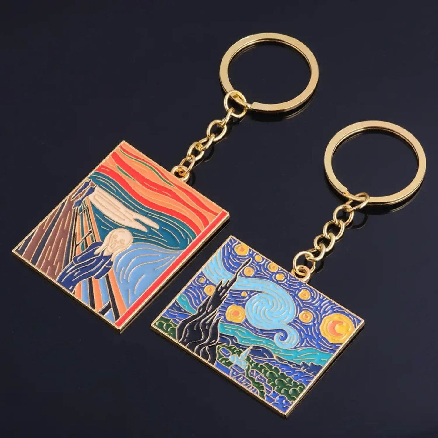 The Starry Night Oil Painting Keychain Van Gogh Art Collection Key Chain for Women Men Car Keyring Jewelry - Aliexpress