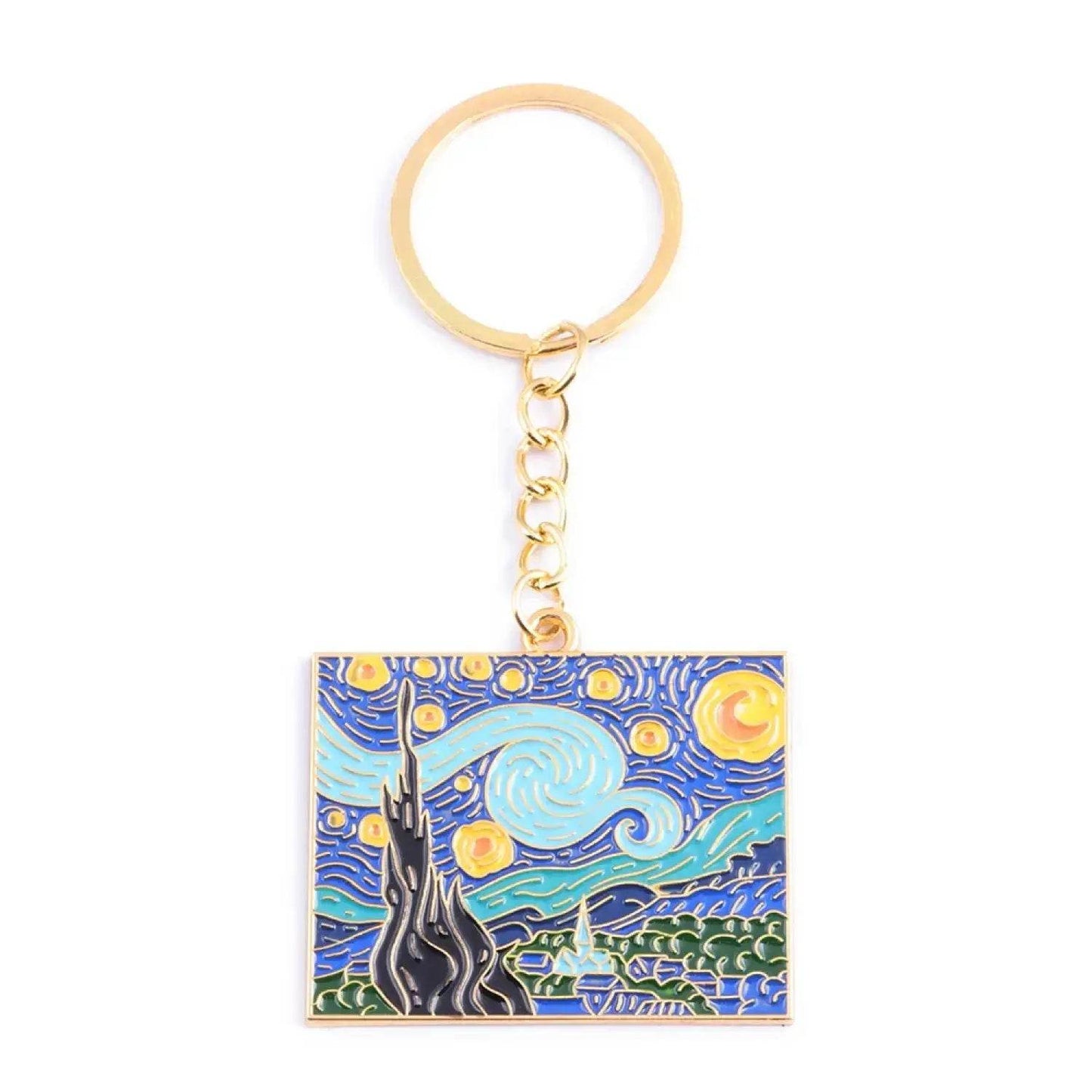 The Starry Night Oil Painting Keychain Van Gogh Art Collection Key Chain for Women Men Car Keyring Jewelry - Aliexpress