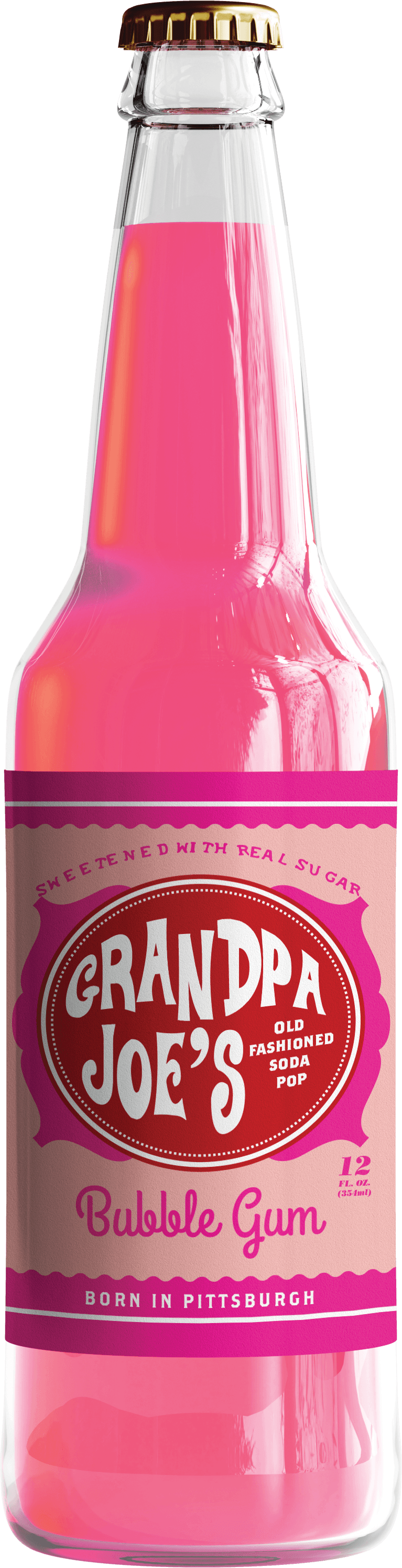 Grandpa Joe's Bubble Gum Soda, 12oz Glass Bottle - Grandpa Joe's Candy Shop