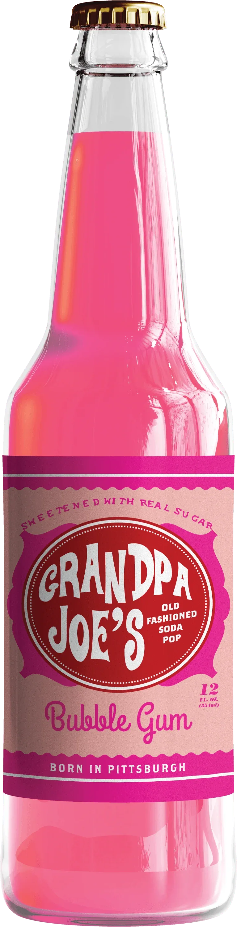 Grandpa Joe's Bubble Gum Soda, 12oz Glass Bottle - - The Puntique