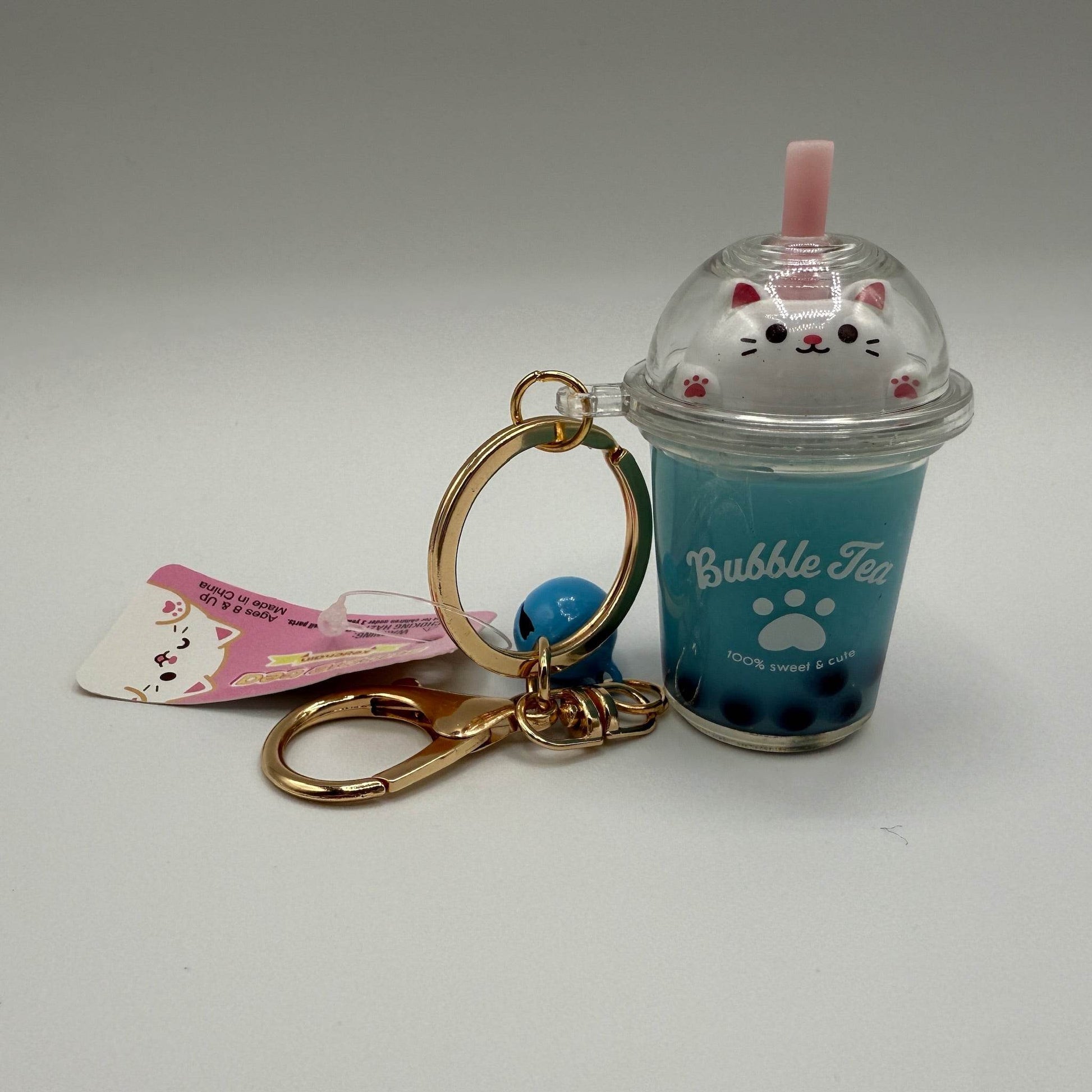 2.5 in Kawaii Animal Bubble Tea Liquid Clip on - Blue - The Puntique