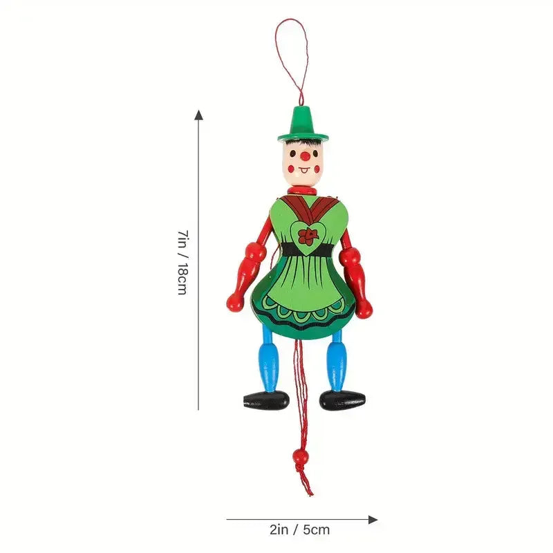 Wooden Marionette Puppets – 7" Handcrafted Pull-String Dolls - - The Puntique