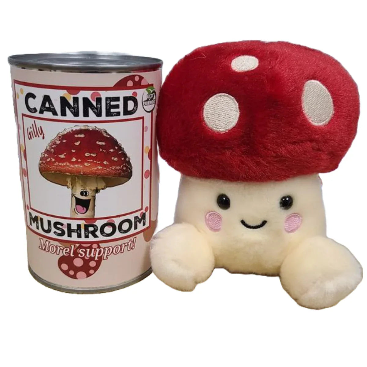 Canned Mushroom - Amanita Mushroom Plush Gift in Can w/Jokes - - The Puntique