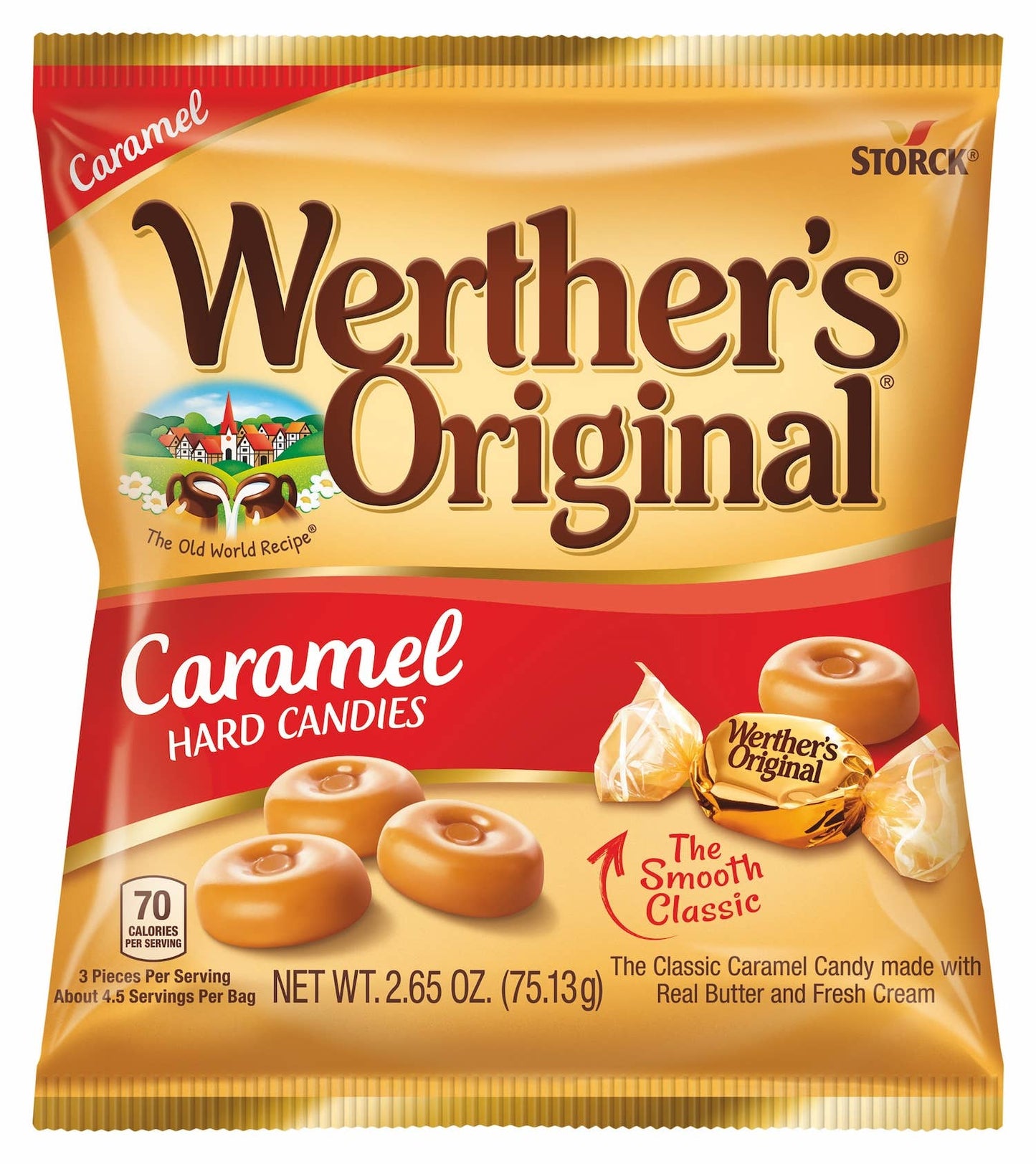 Werther's Caramel Hard Candies, 2.65oz Peg Bag - - The Puntique