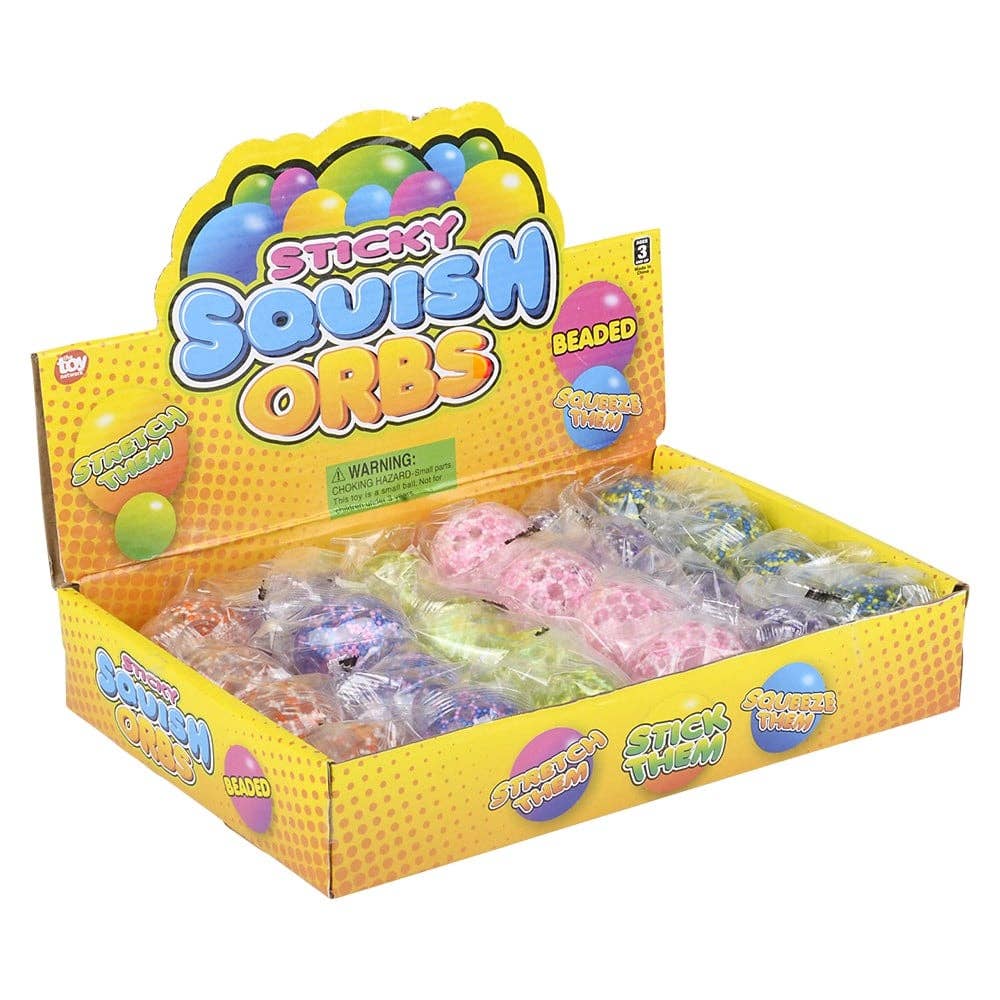 1.6" Squish Sticky Beaded Orbs Squishy Toy 24ct - LLB Toys - - The Puntique