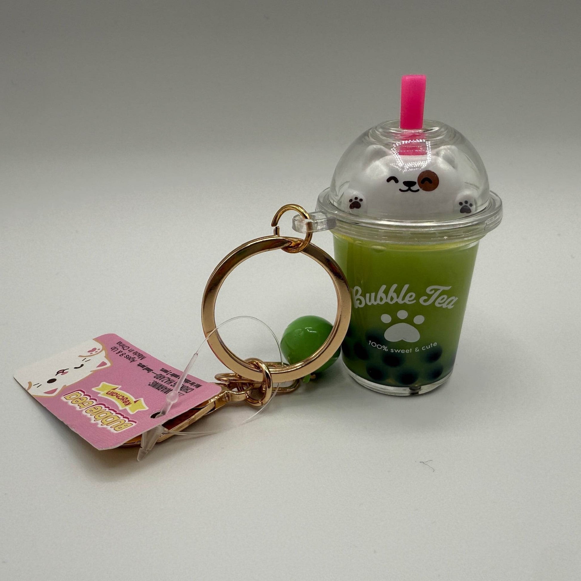 2.5 in Kawaii Animal Bubble Tea Liquid Clip on - Green - The Puntique