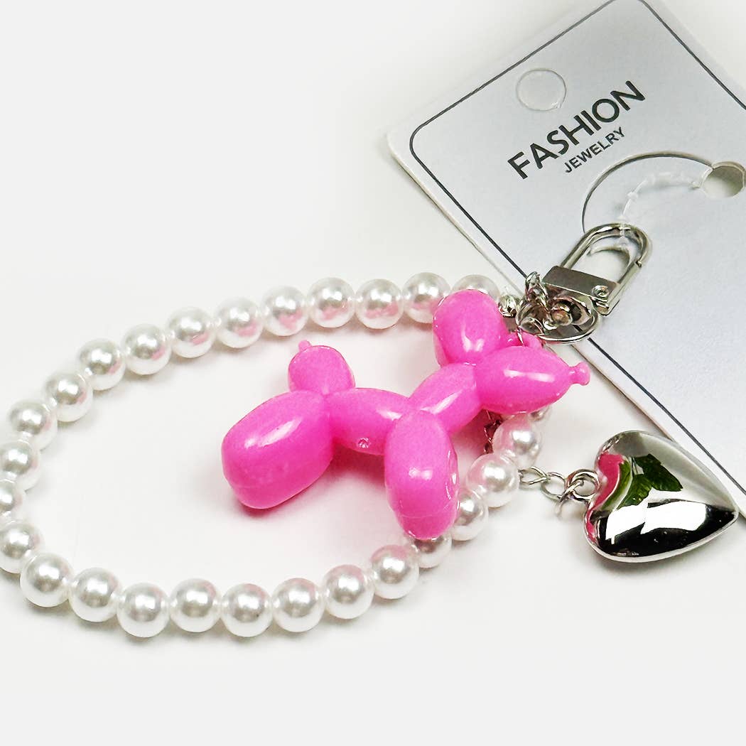 Balloon Puppy Keychain with Heart Charm - - The Puntique