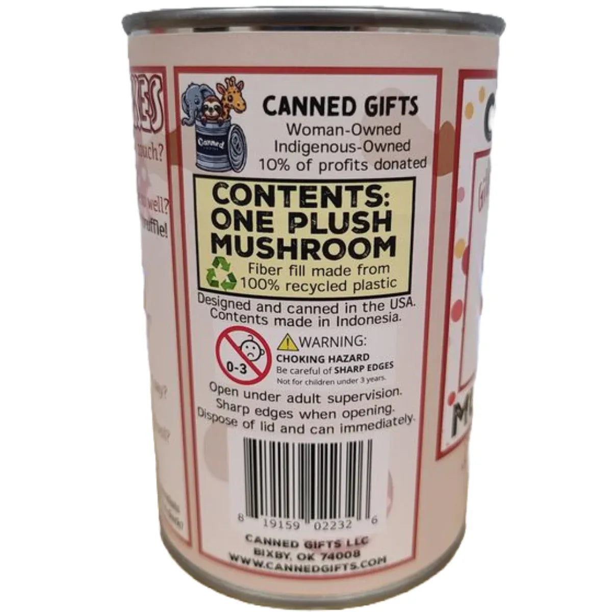 Canned Mushroom - Amanita Mushroom Plush Gift in Can w/Jokes - - The Puntique