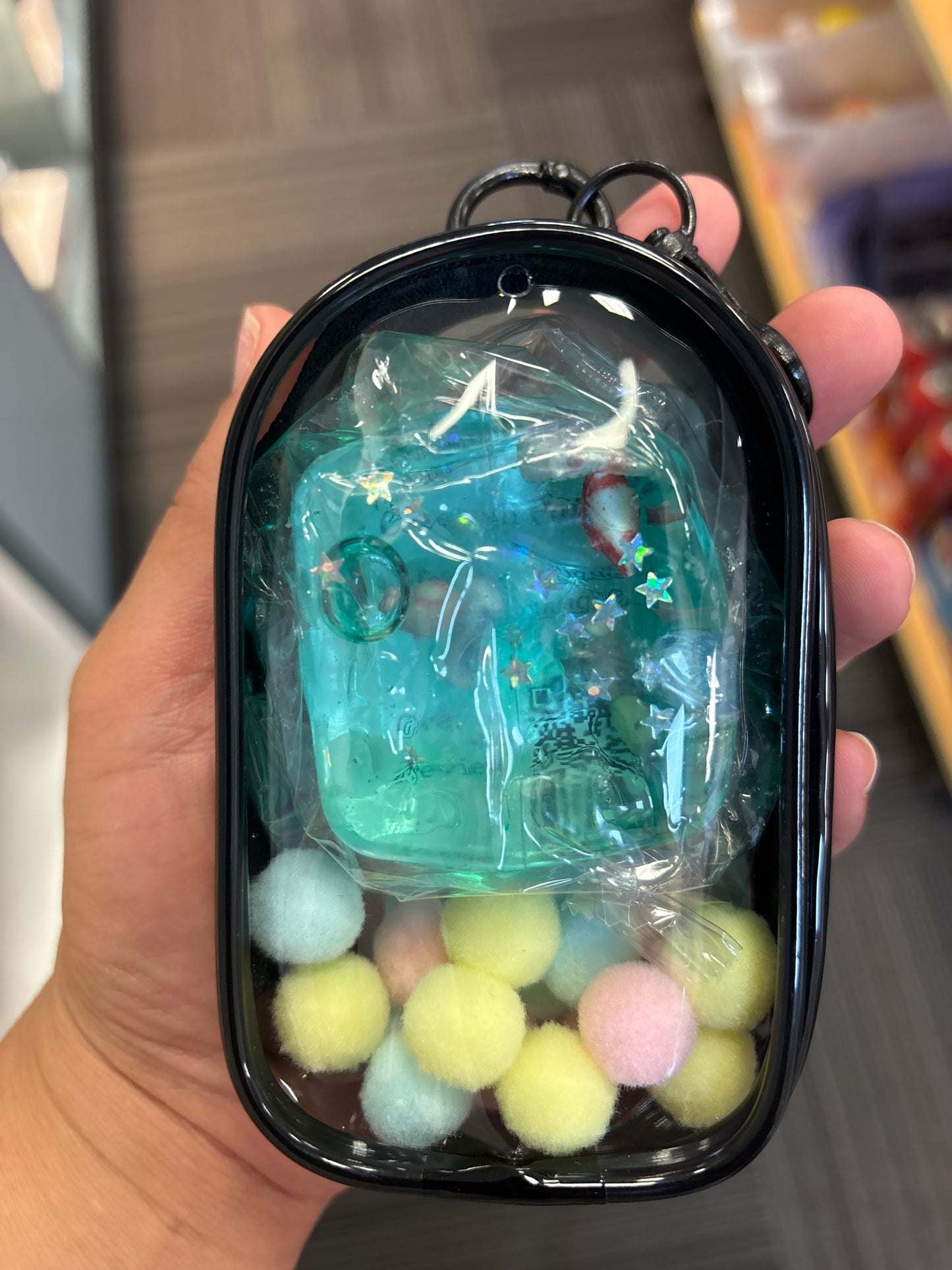 Ocean Sugar Squish with Backpack Case Clip and Pom-Poms - Black - The Puntique