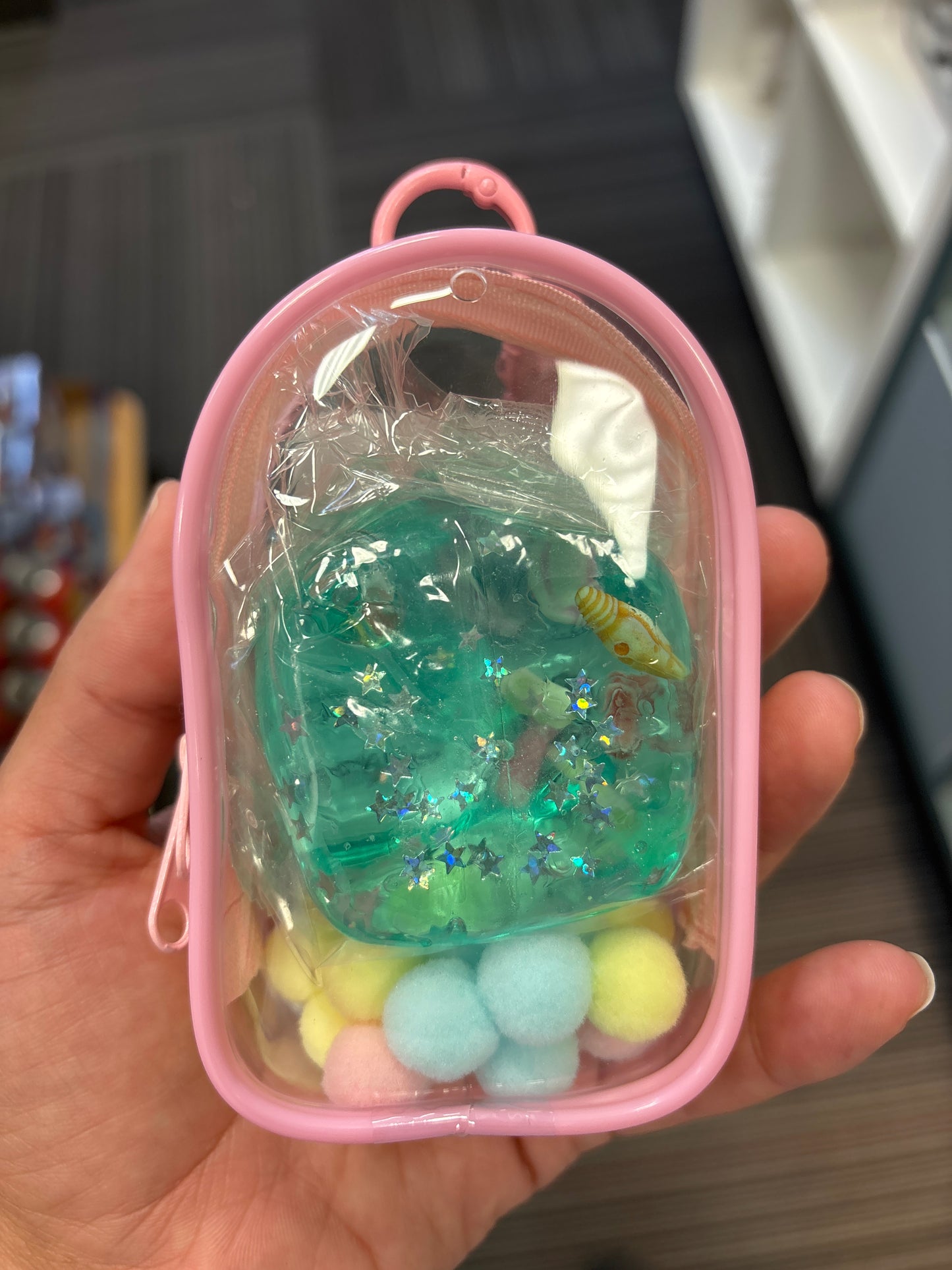 Ocean Sugar Squish with Backpack Case Clip and Pom-Poms - Pink - The Puntique