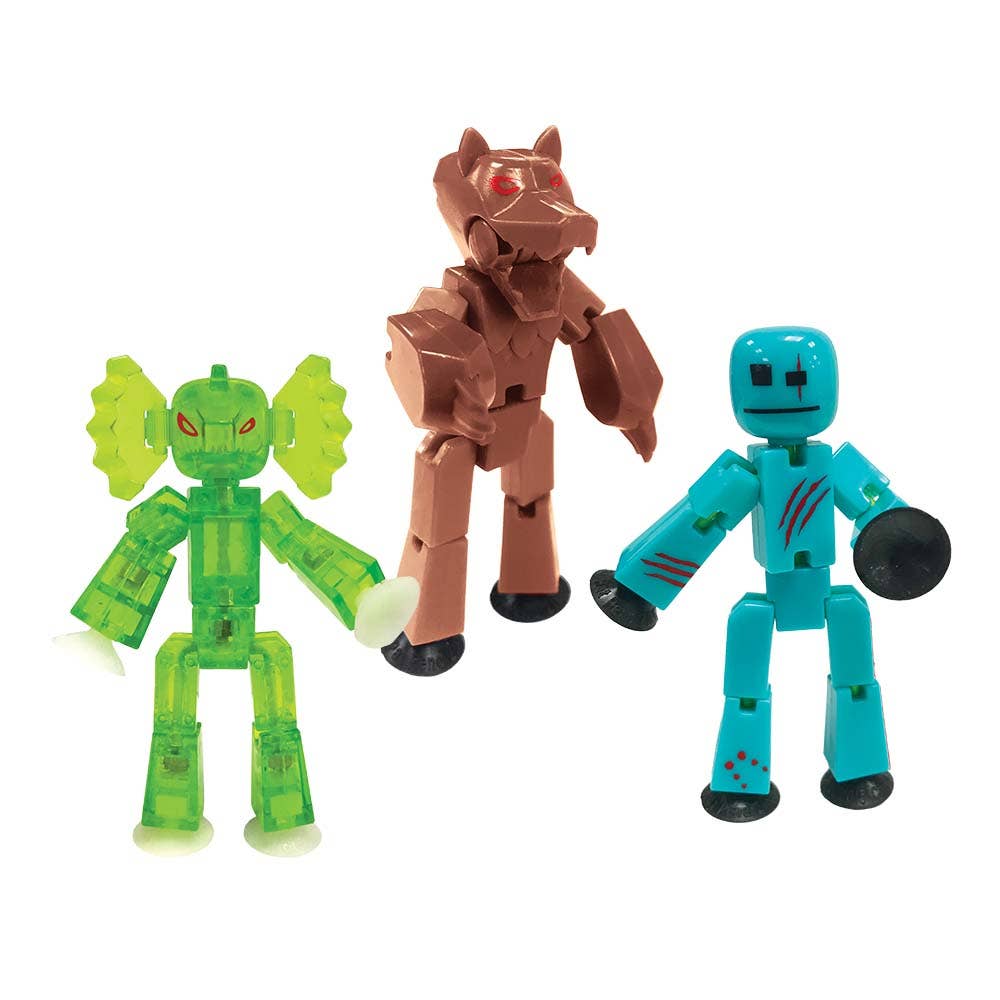 Zing StikBot Monsters Werewolf 3 Pack Posable Animation - - The Puntique