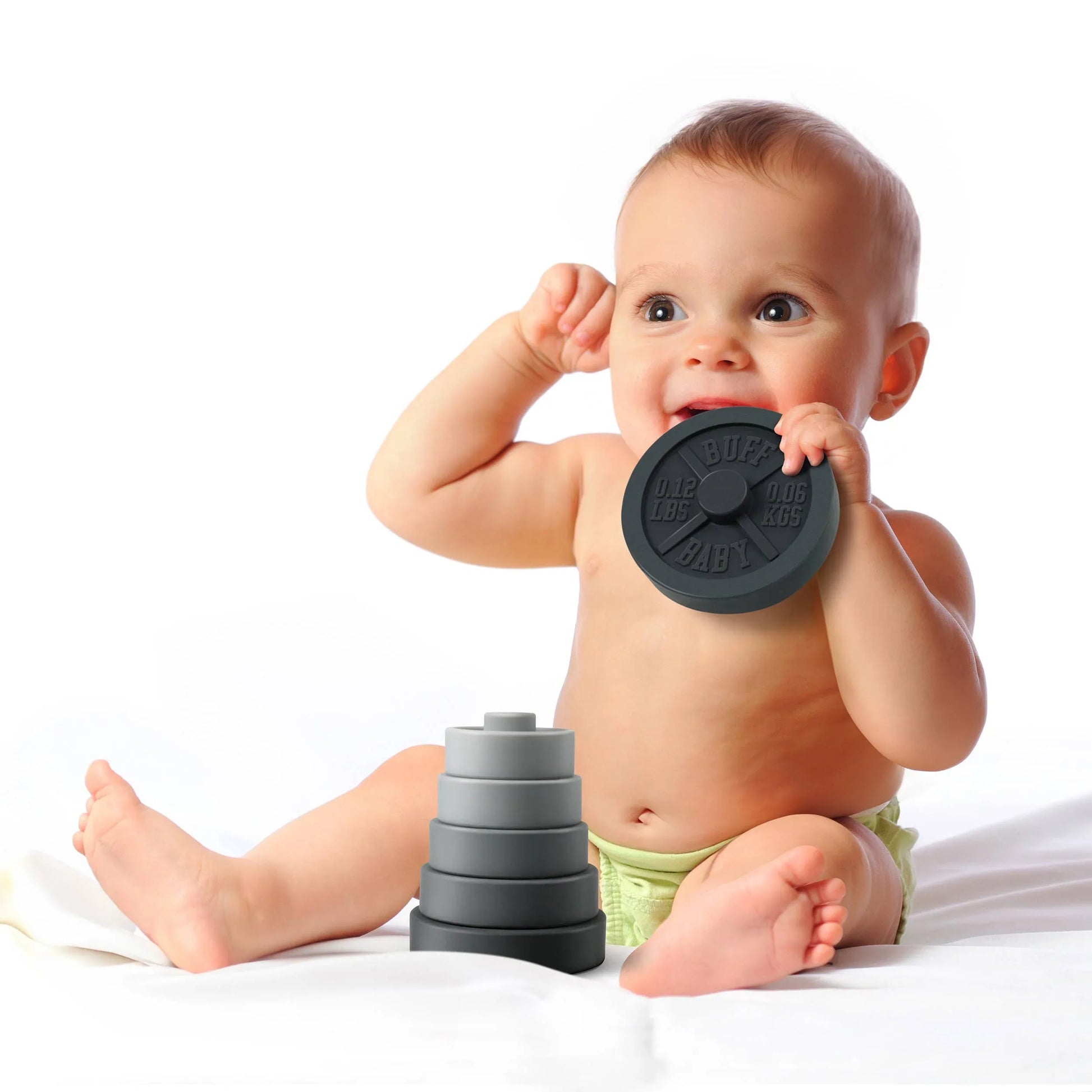 BUFF BABY - Weight Plate Stacking Toy and Teether - - The Puntique