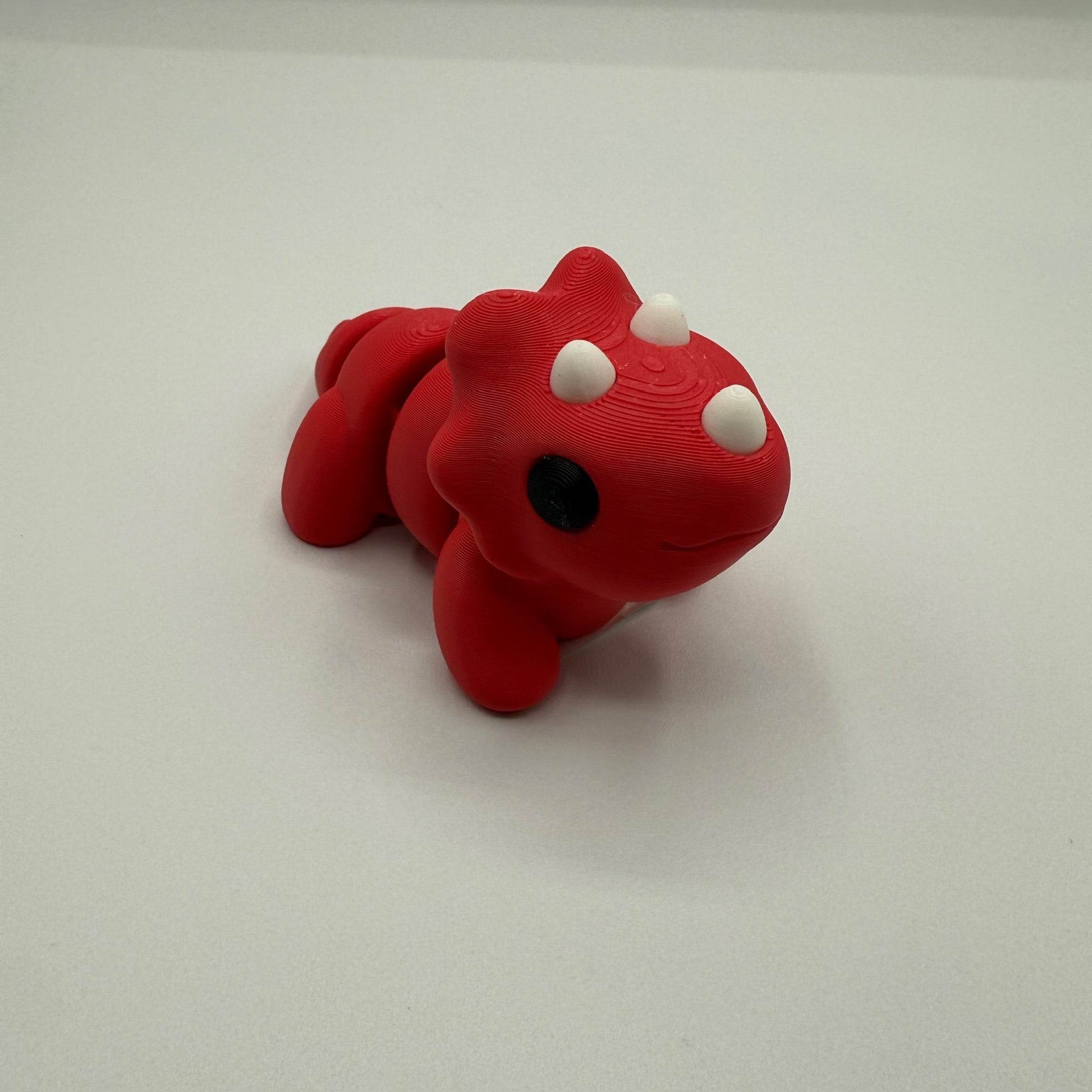 Medium 3D Figures POS - Red Triceratops - The Puntique