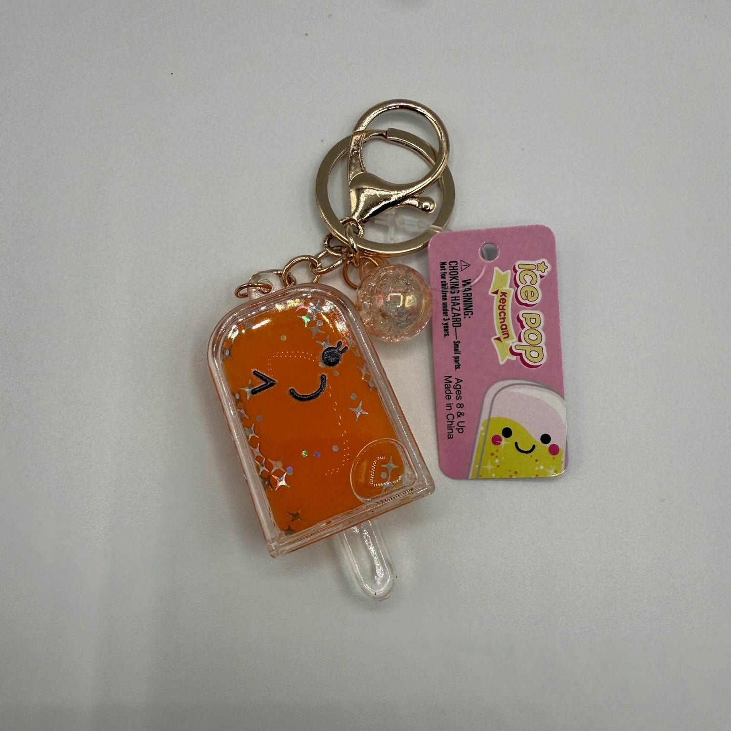 2.5 in Kawaii Ice Pop Glitter Liquid Clip on - Orange - The Puntique