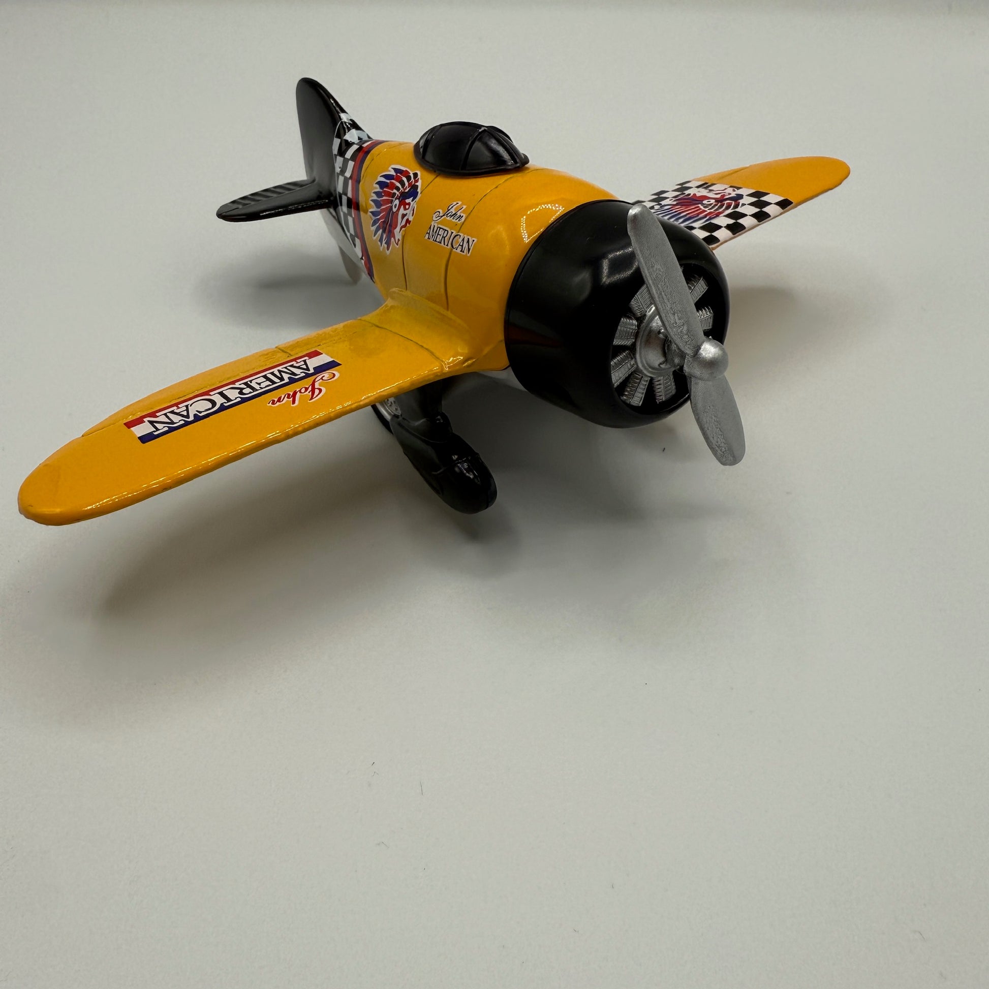 6.5" Diecast Pull Back Classic Wing Airplane - Yellow - The Puntique