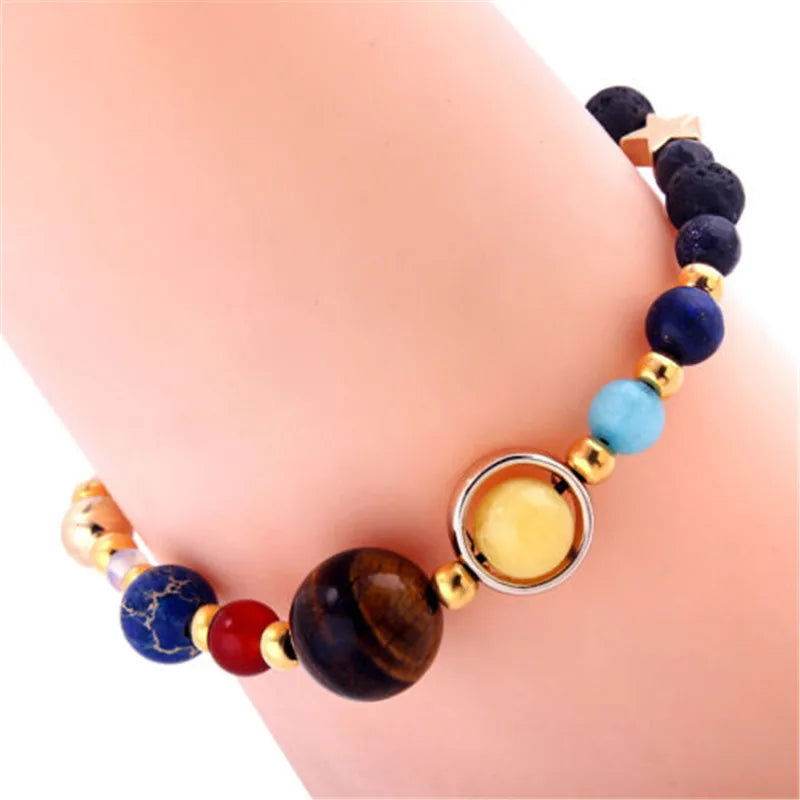 Cosmic Galaxy Solar System Bracelet Female Transfer Beads Eight Planets Natural Hand-woven Student Beads - Aliexpress