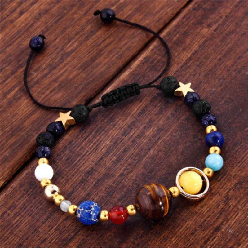 Cosmic Galaxy Solar System Bracelet Female Transfer Beads Eight Planets Natural Hand-woven Student Beads - Aliexpress