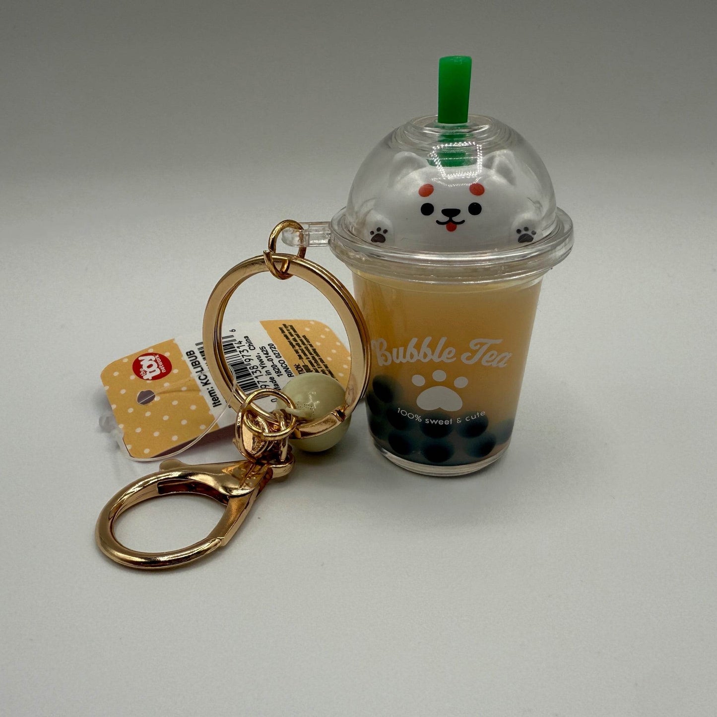 2.5 in Kawaii Animal Bubble Tea Liquid Clip on - Orange - The Puntique