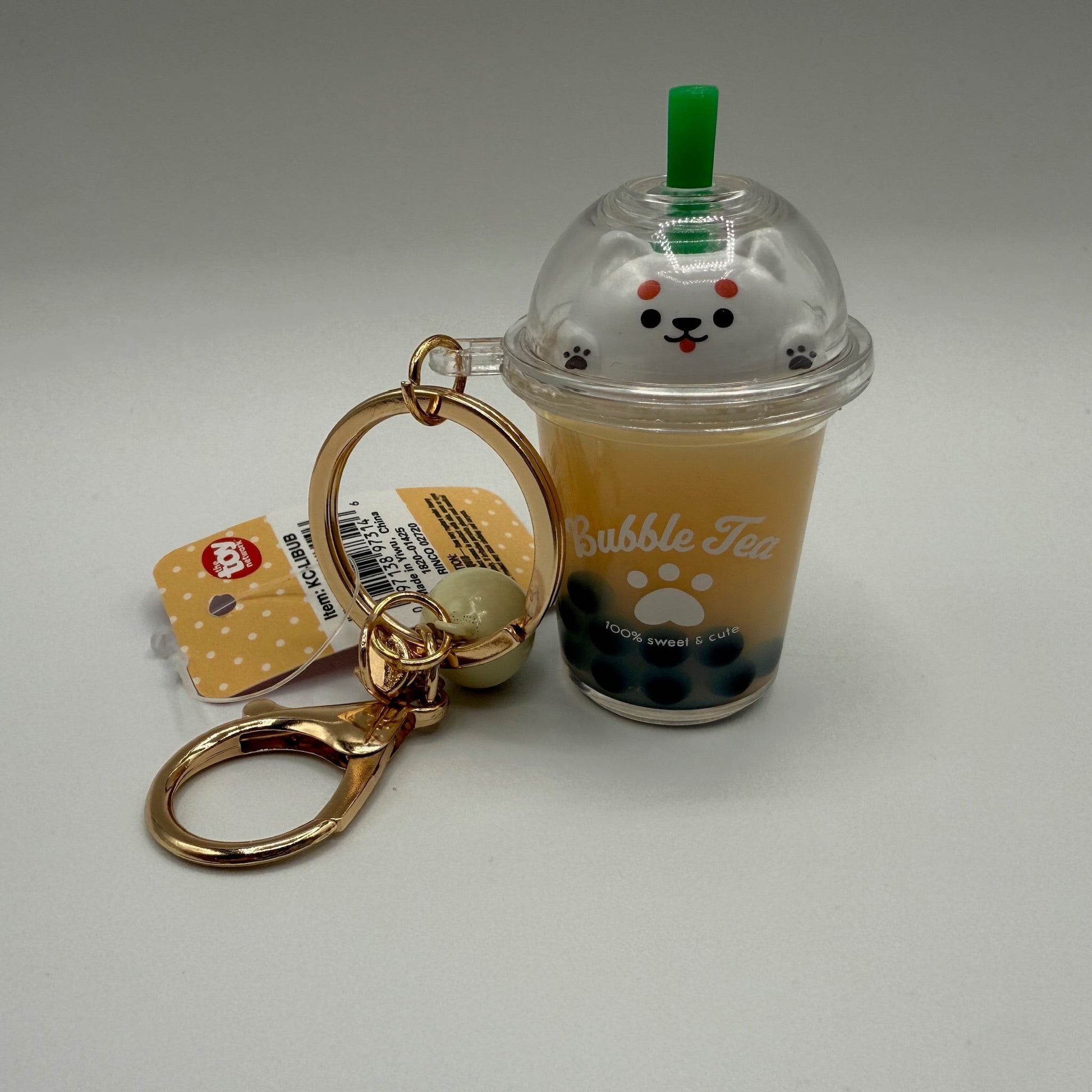 2.5 in Kawaii Animal Bubble Tea Liquid Clip on - Orange - The Puntique