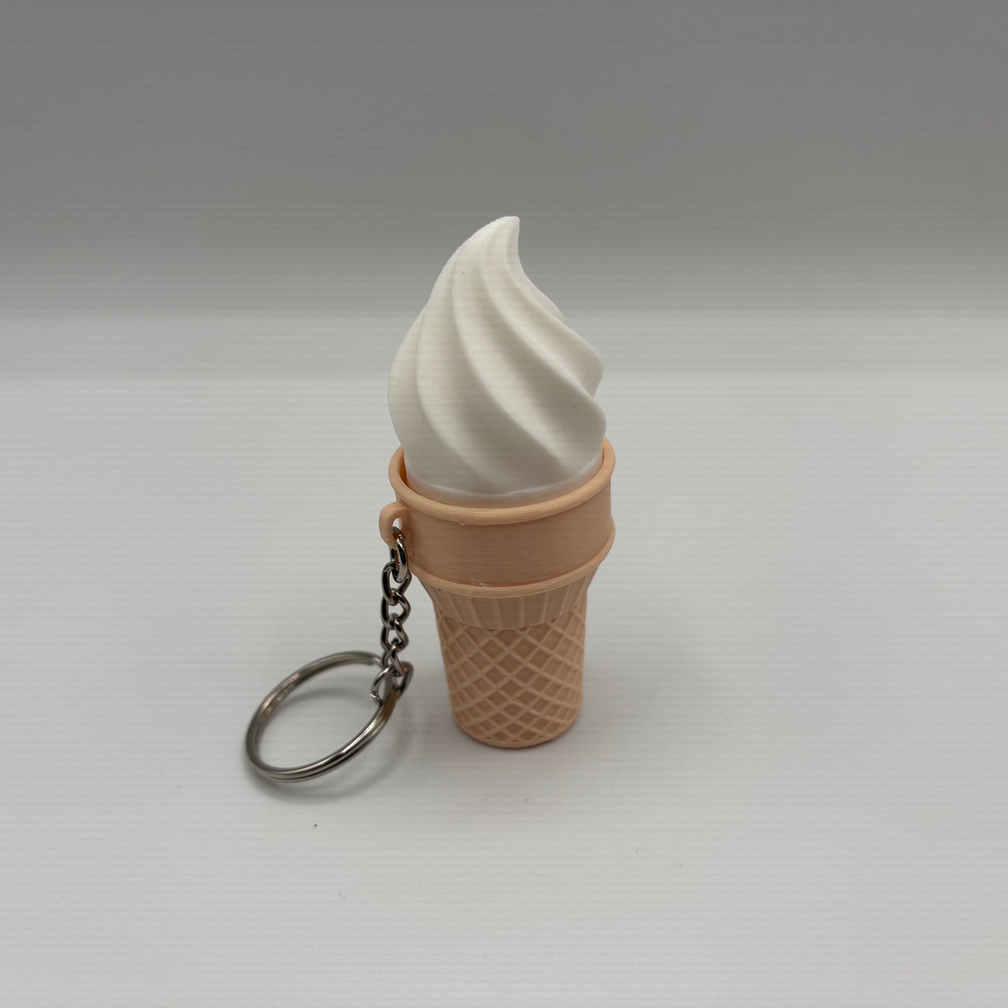 3d Printed Ice Cream Cone Fidget Clicker Keychain - White - The Puntique