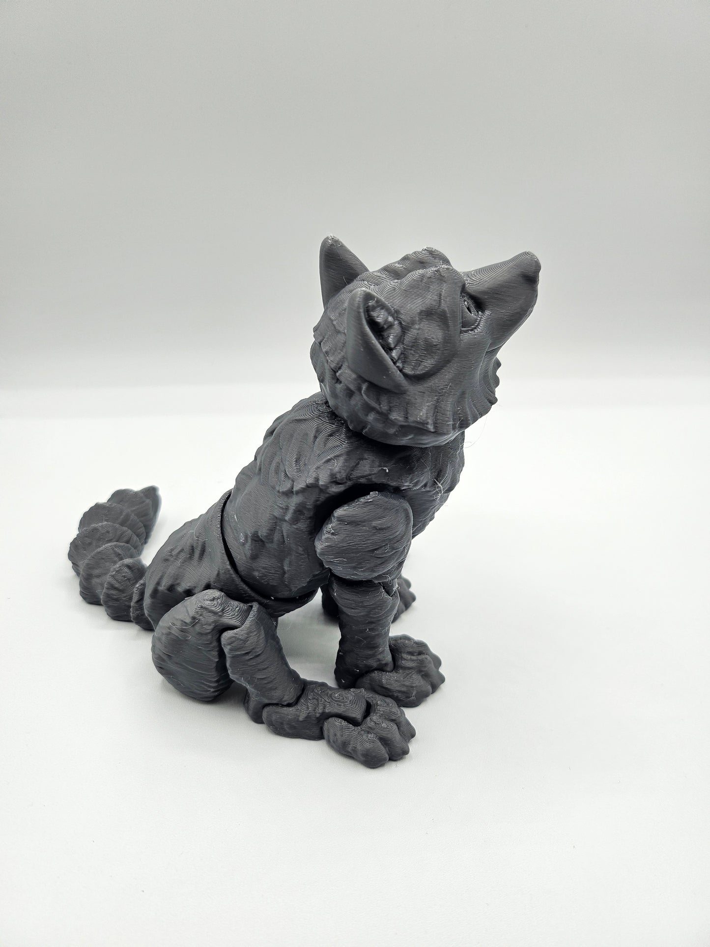 9” 3D printed articulated Standing Timber Wolf - - The Puntique