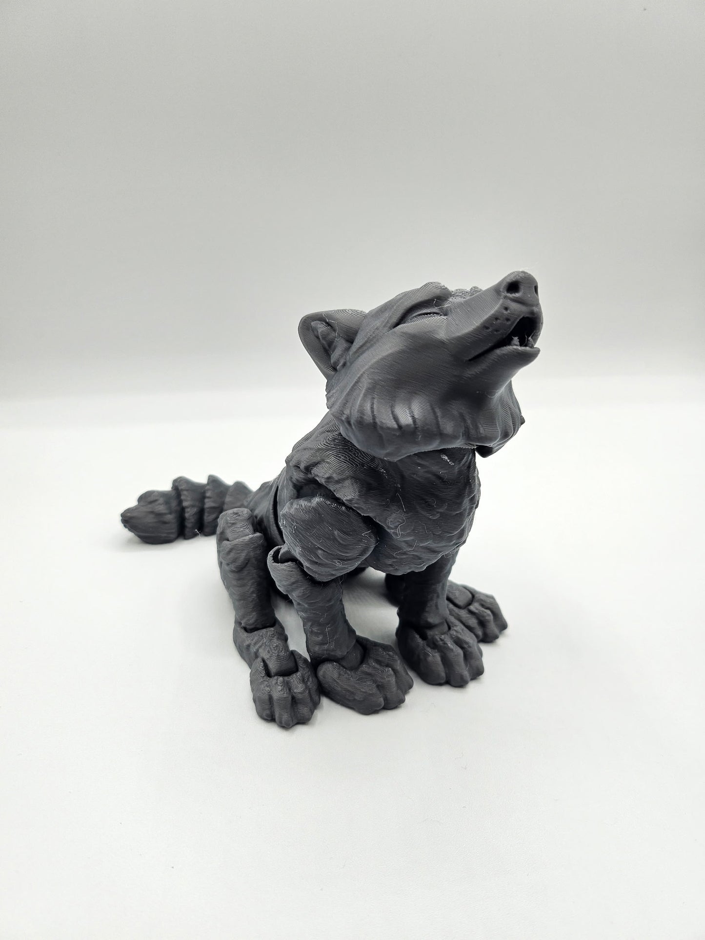 9” 3D printed articulated Standing Timber Wolf - Howling - The Puntique