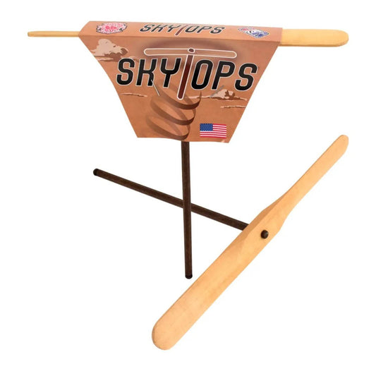 Natural Wooden Skytop Whirligig Hand Powered Helicopter - Channel Craft